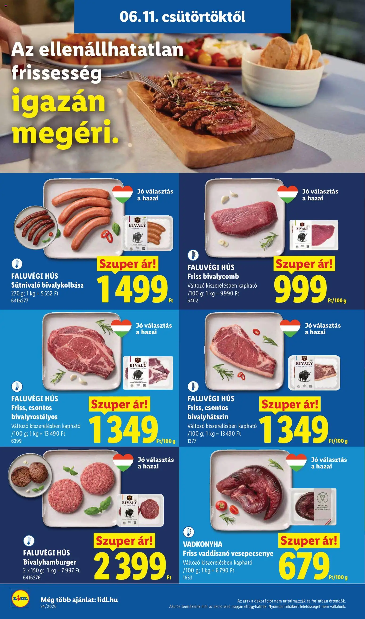 Lidl akciós ujság - amely érvényes a következő dátumtól: 11.06.2026 | Oldal: 8 | Termékek: Hús