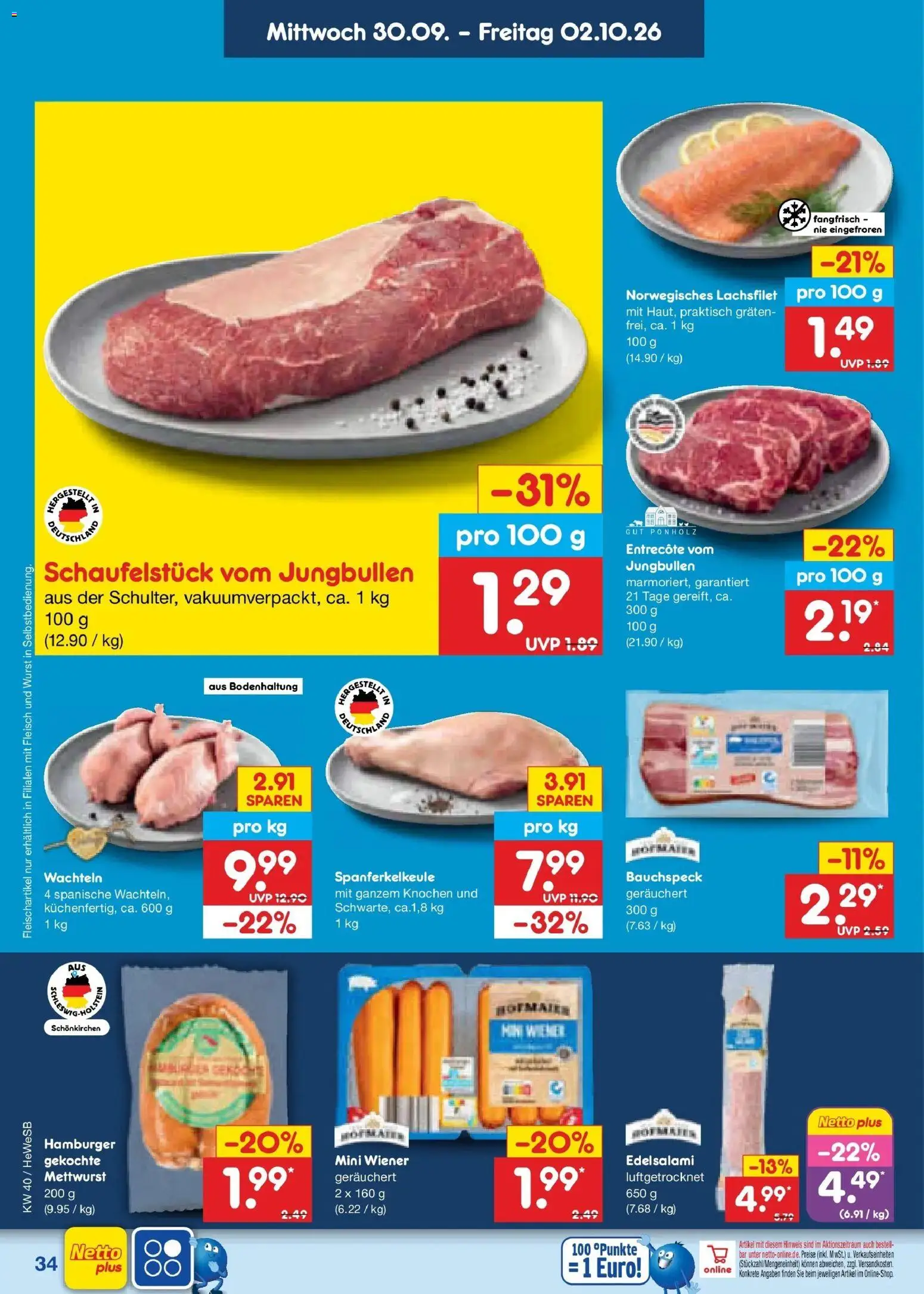 Netto Marken-Discount Prospekt Hamburg – gültig ab 28.09.2026 | Seite: 52 | Produkte: Entrecote, Wurst, Fleisch