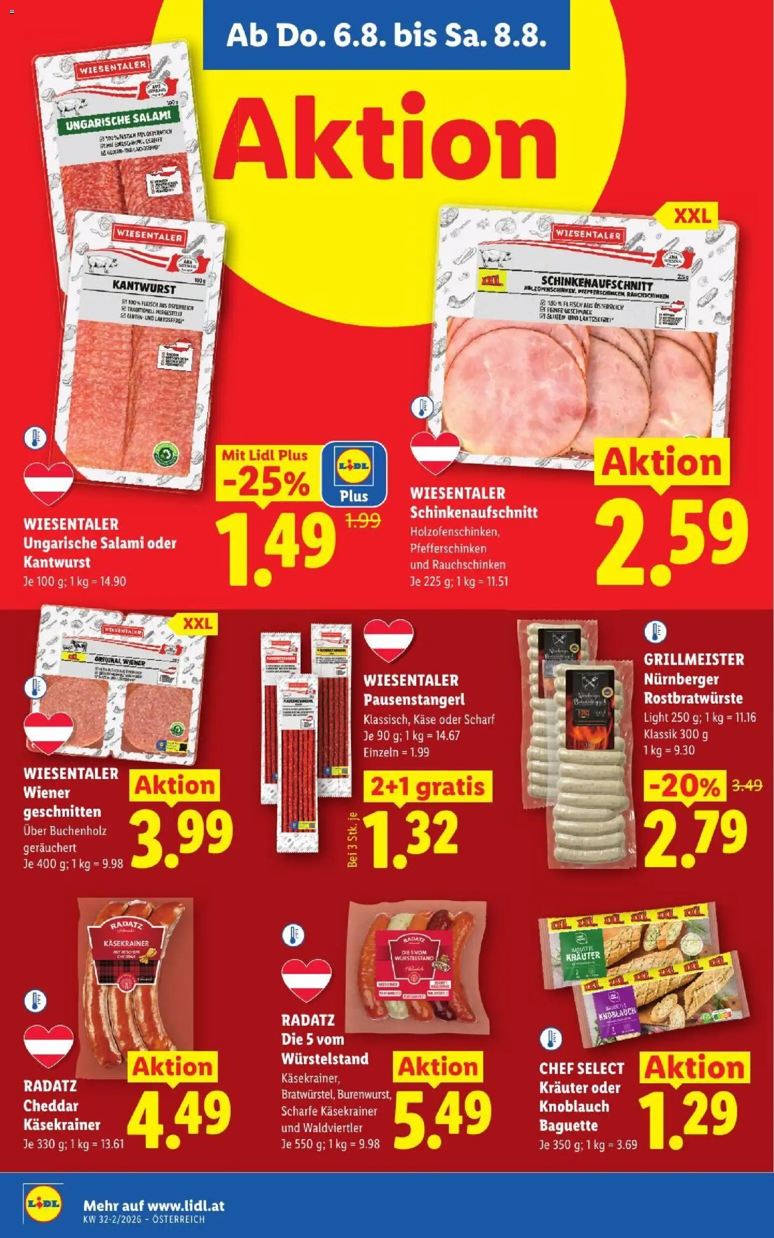 Lidl - Flugblatt gültig ab 06.08.2026 | Seite: 10 | Produkte: Knoblauch, Baguette, Käse, Salami