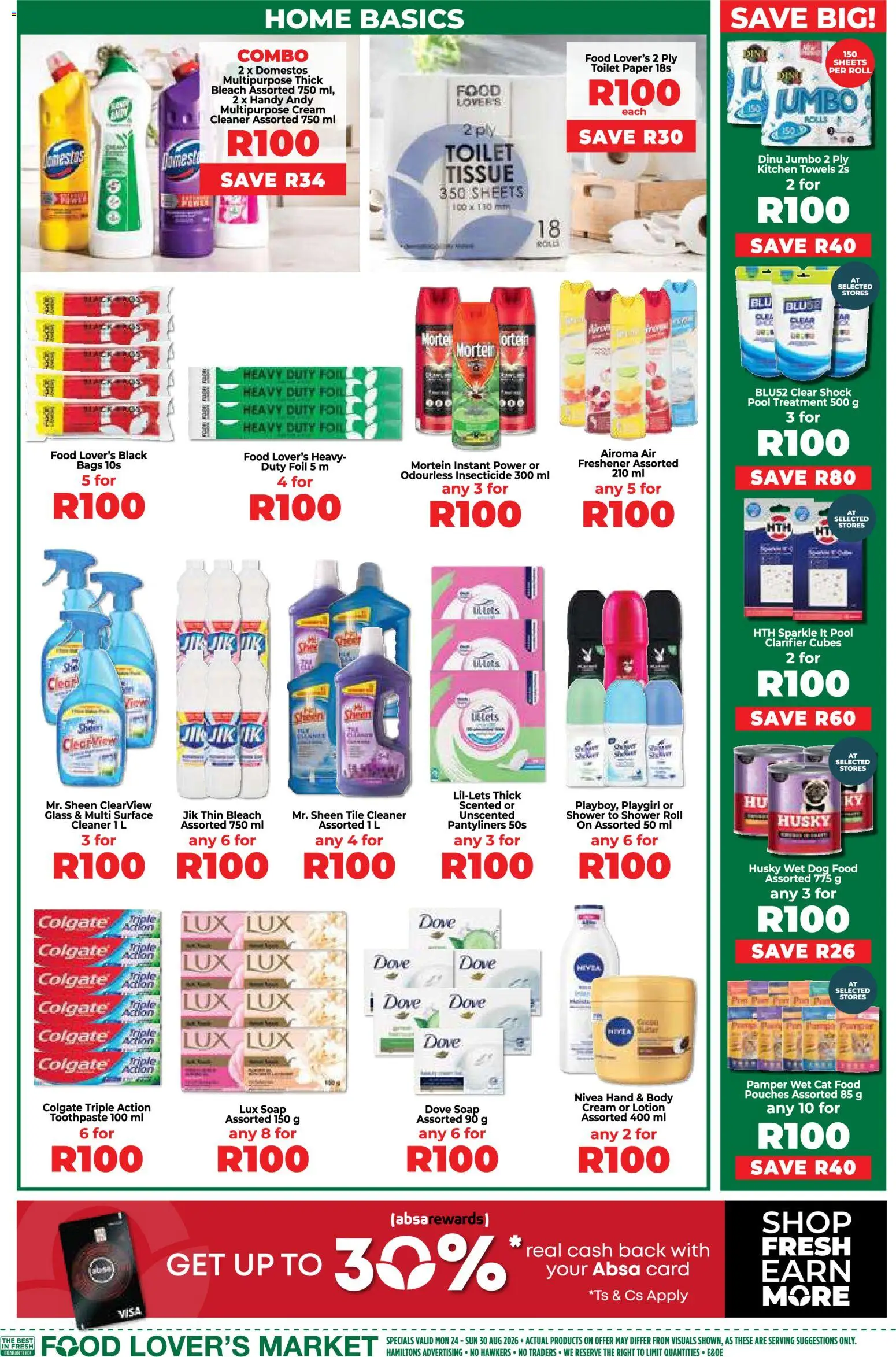 New Food Lover's Market catalogue – valid from 24/08/2026 | Page: 15 | Products: Towels, Shower, Black bags, Paper