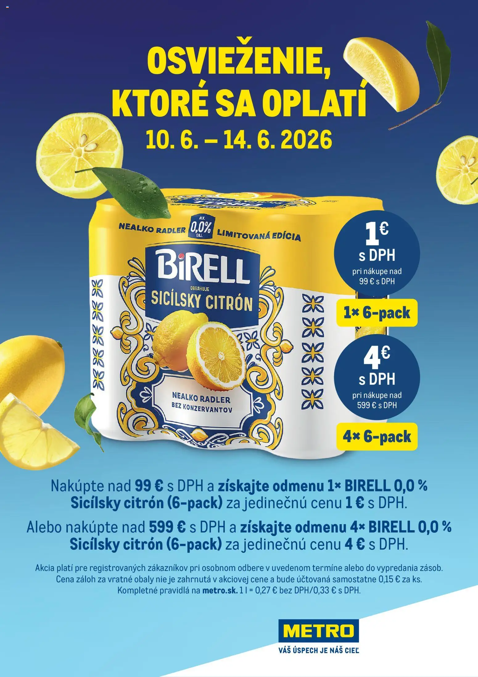 Nové Metro akcie – leták je platný od 10.06.2026 | Strana: 1 | Produkty: Birell, Radler