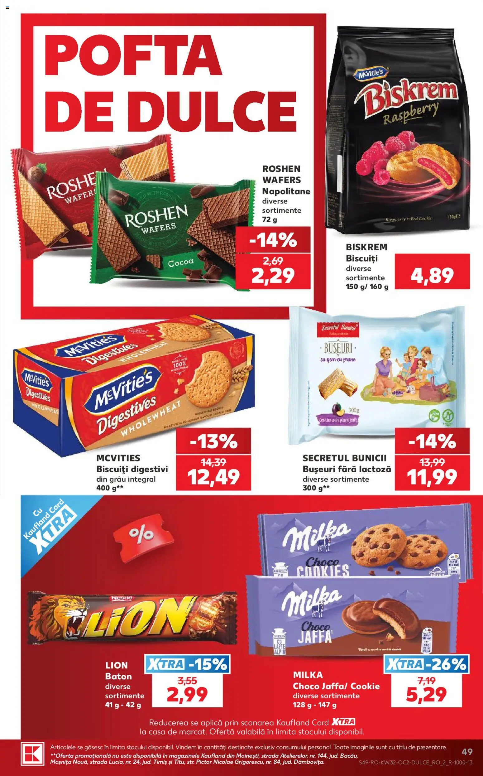 Noul catalog Kaufland – valabil de la 05.08.2026 | Pagină: 49 | Produse: Napolitane, Gem, Prune, Biscuiți