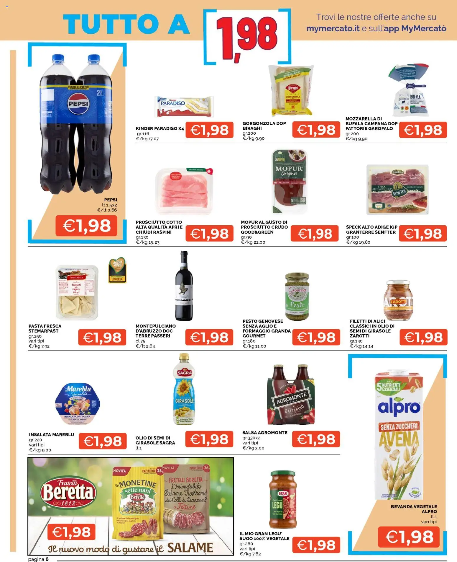 Volantino Mercatò del 09/07/2026 | Pagina: 6 | Prodotti: Salame, Insalata, Salsa, Pepsi