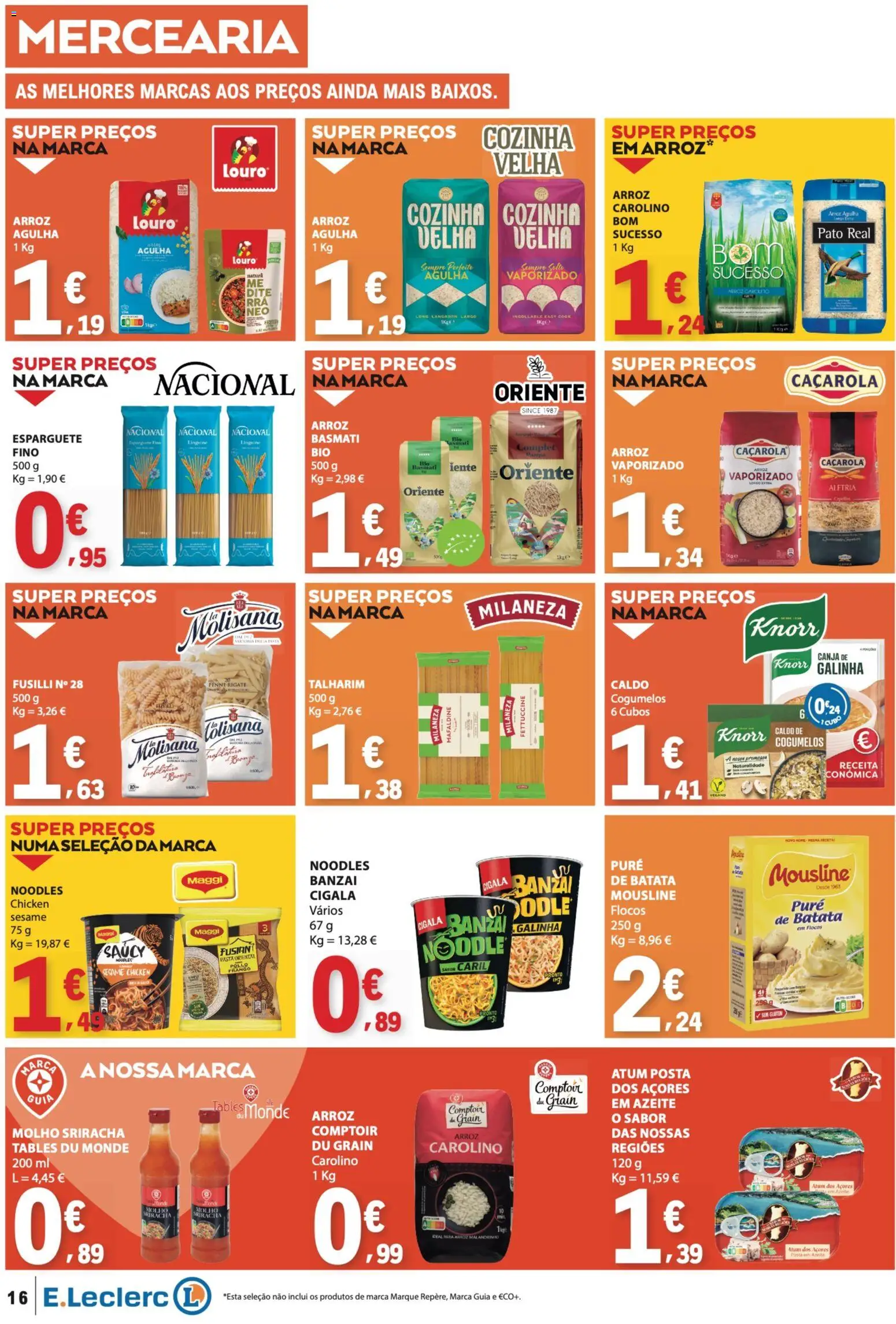 E.Leclerc folheto │ válido de 28.05.2026 | Página: 16 | Produtos: Azeite, Milaneza, Sriracha, Louro