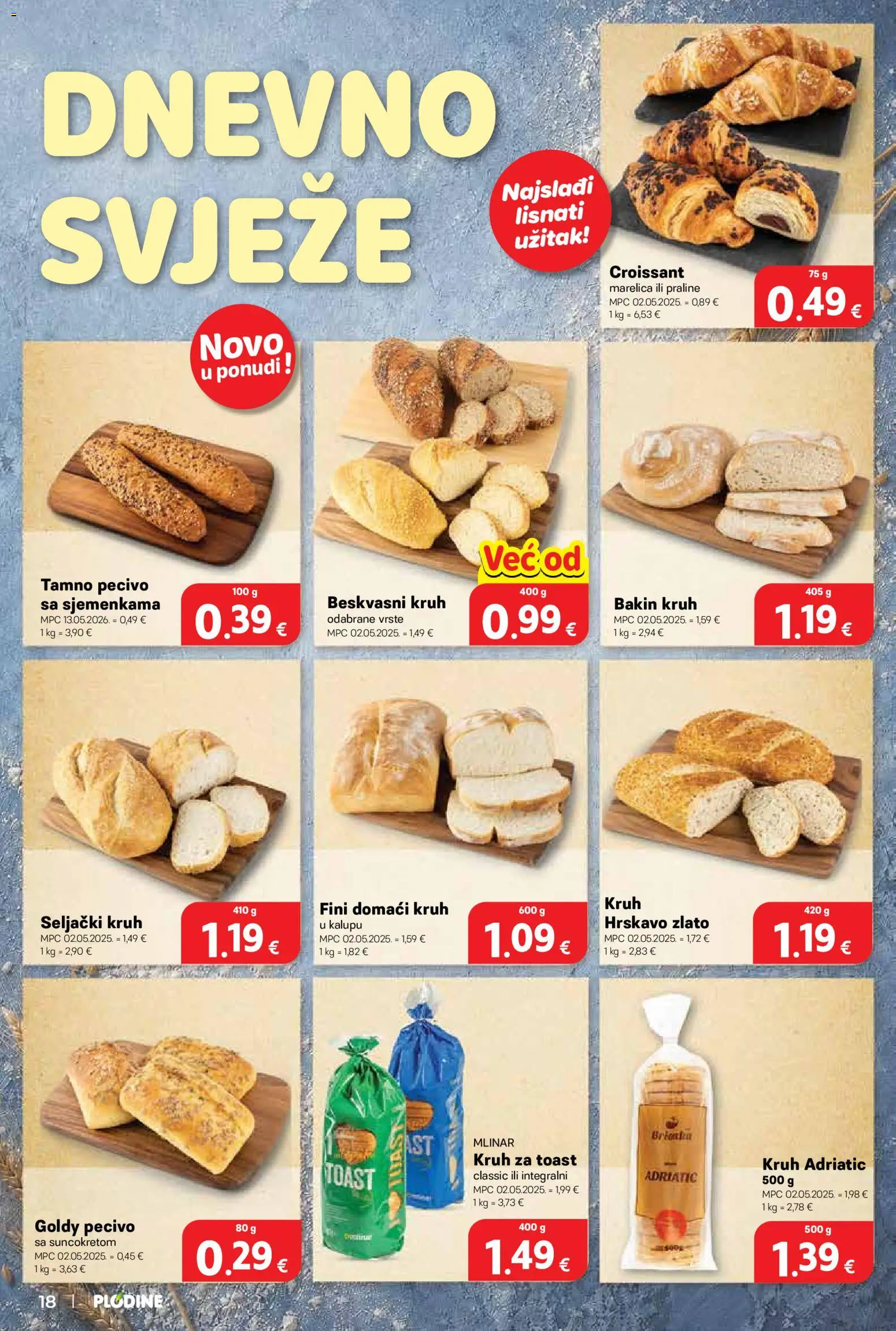 Plodine katalog | vrijedi od 15.07.2026 | Stranica: 18 | Proizvodi: Toast kruh, Kruh, Toast, Pecivo