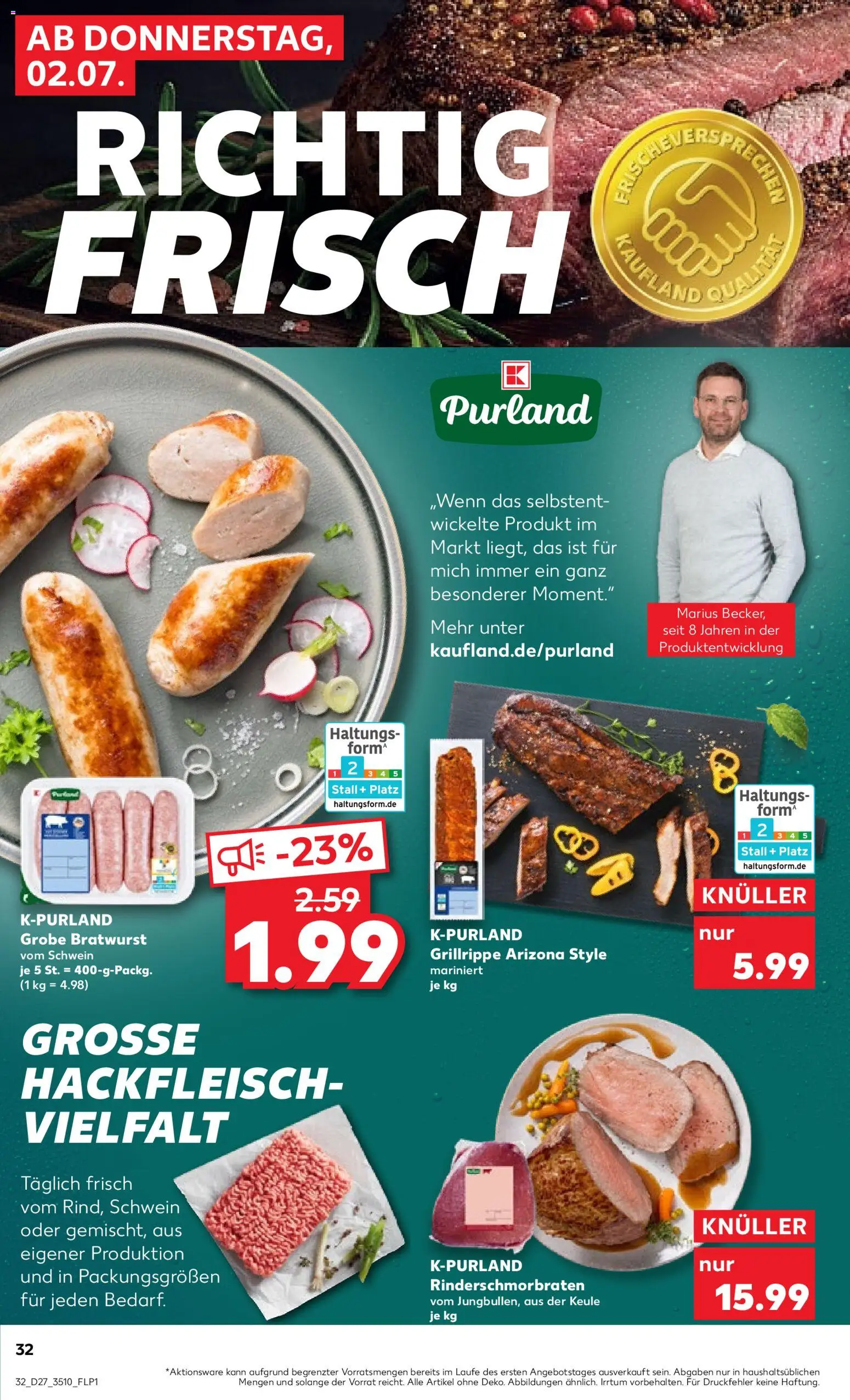 Kaufland Prospekt Zeitz – gültig ab 02.07.2026 | Seite: 32 | Produkte: Bratwurst, Hackfleisch