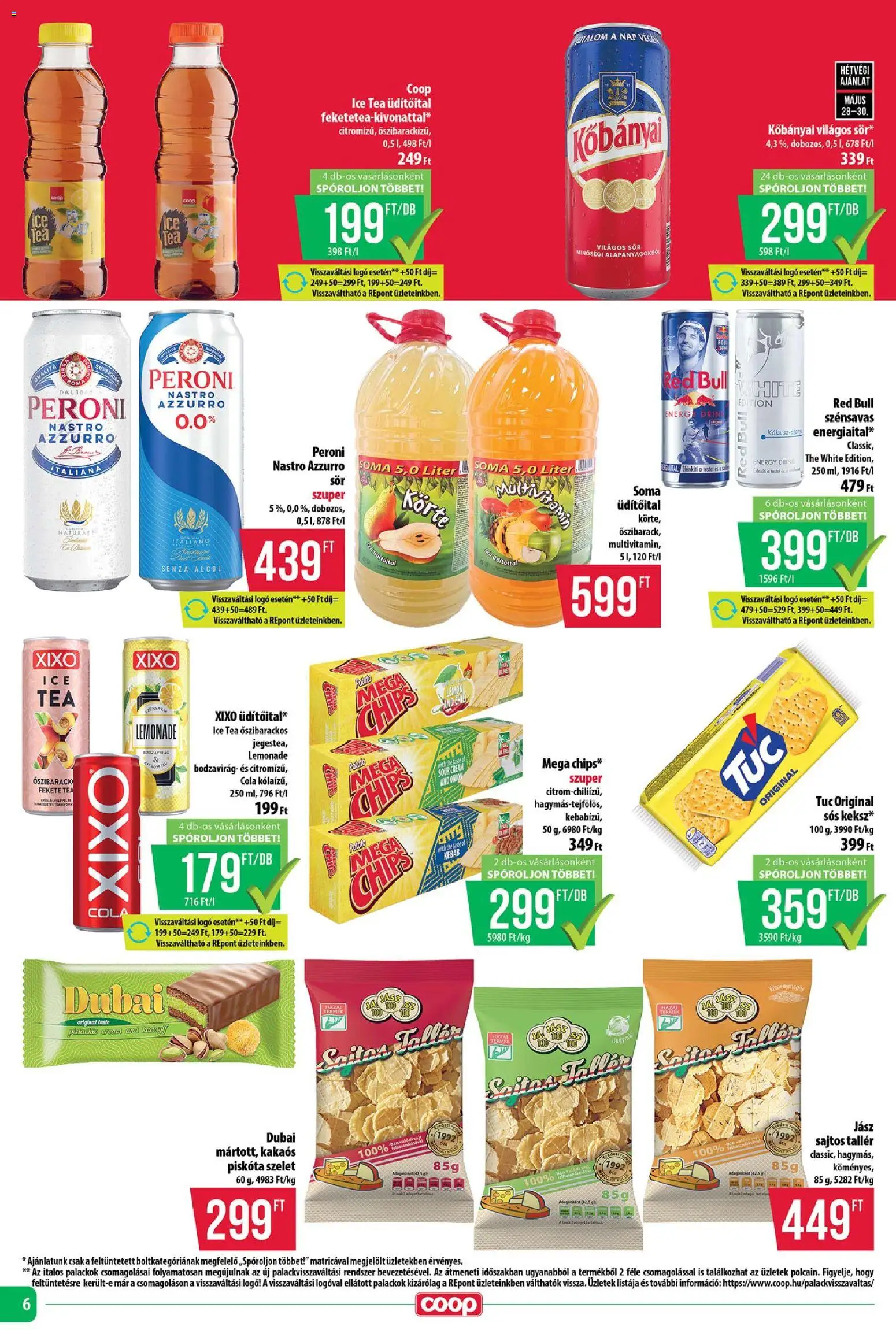COOP akciós ujság - amely érvényes a következő dátumtól: 28.05.2026 | Oldal: 6 | Termékek: Körte, Piskóta, Sör, Tea