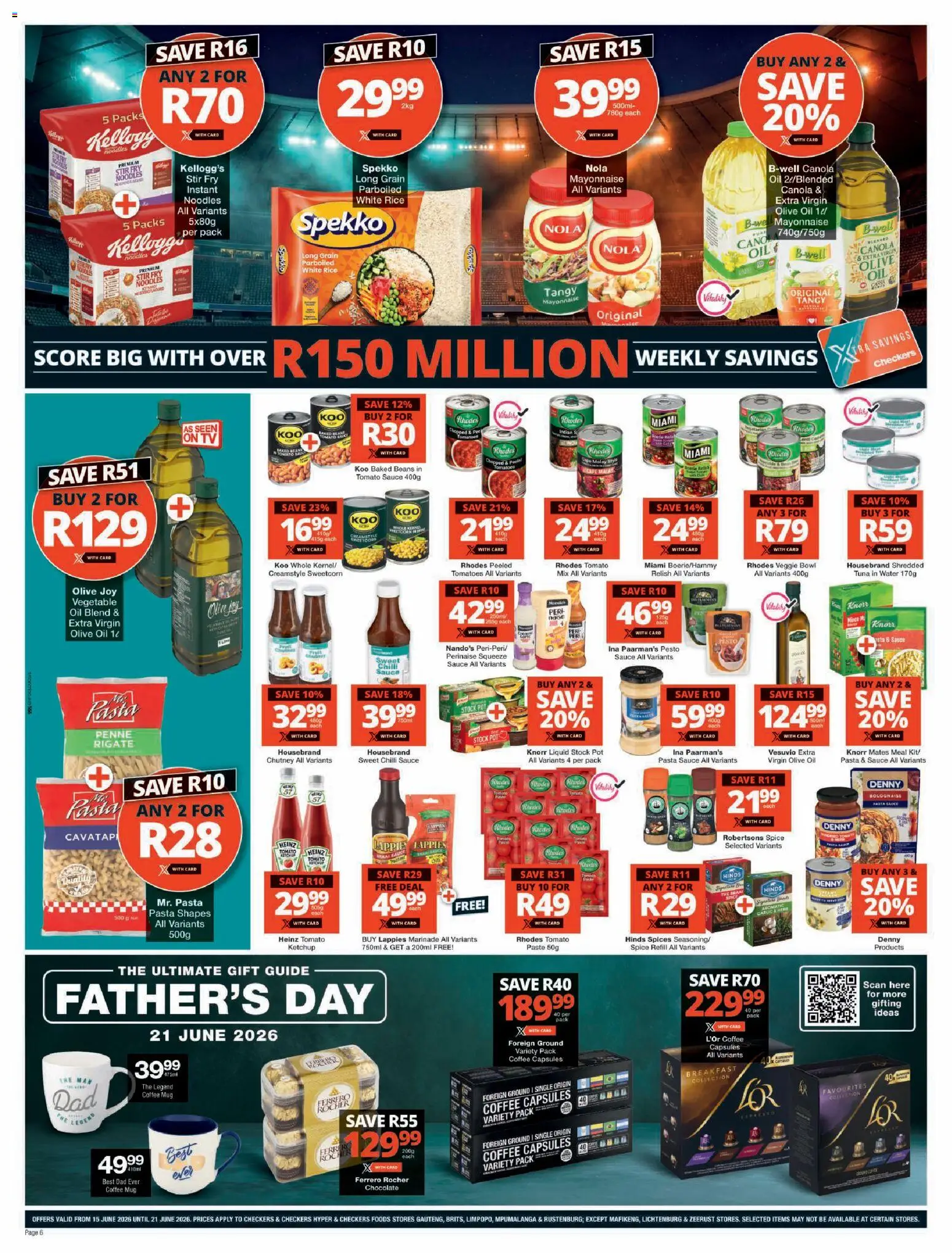 New Checkers catalogue – valid from 15.06.2026 | Page: 6 | Products: Pasta sauce, Oil, Mug, Chilli