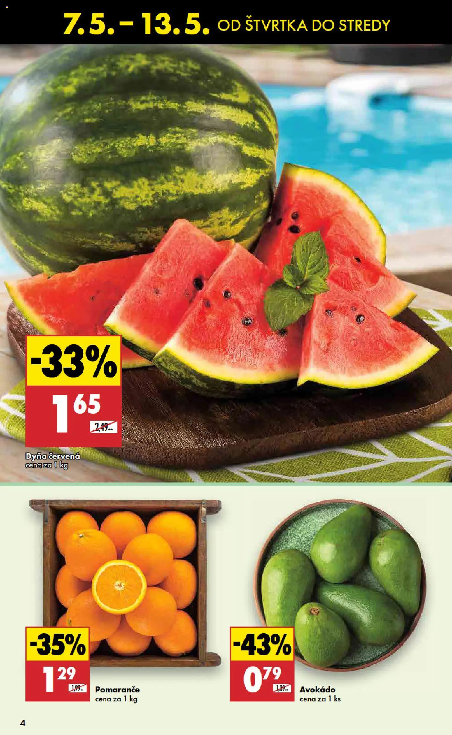 Nové Biedronka akcie – leták je platný od 07.05.2026 | Strana: 4 | Produkty: Pomaranče, Avokádo