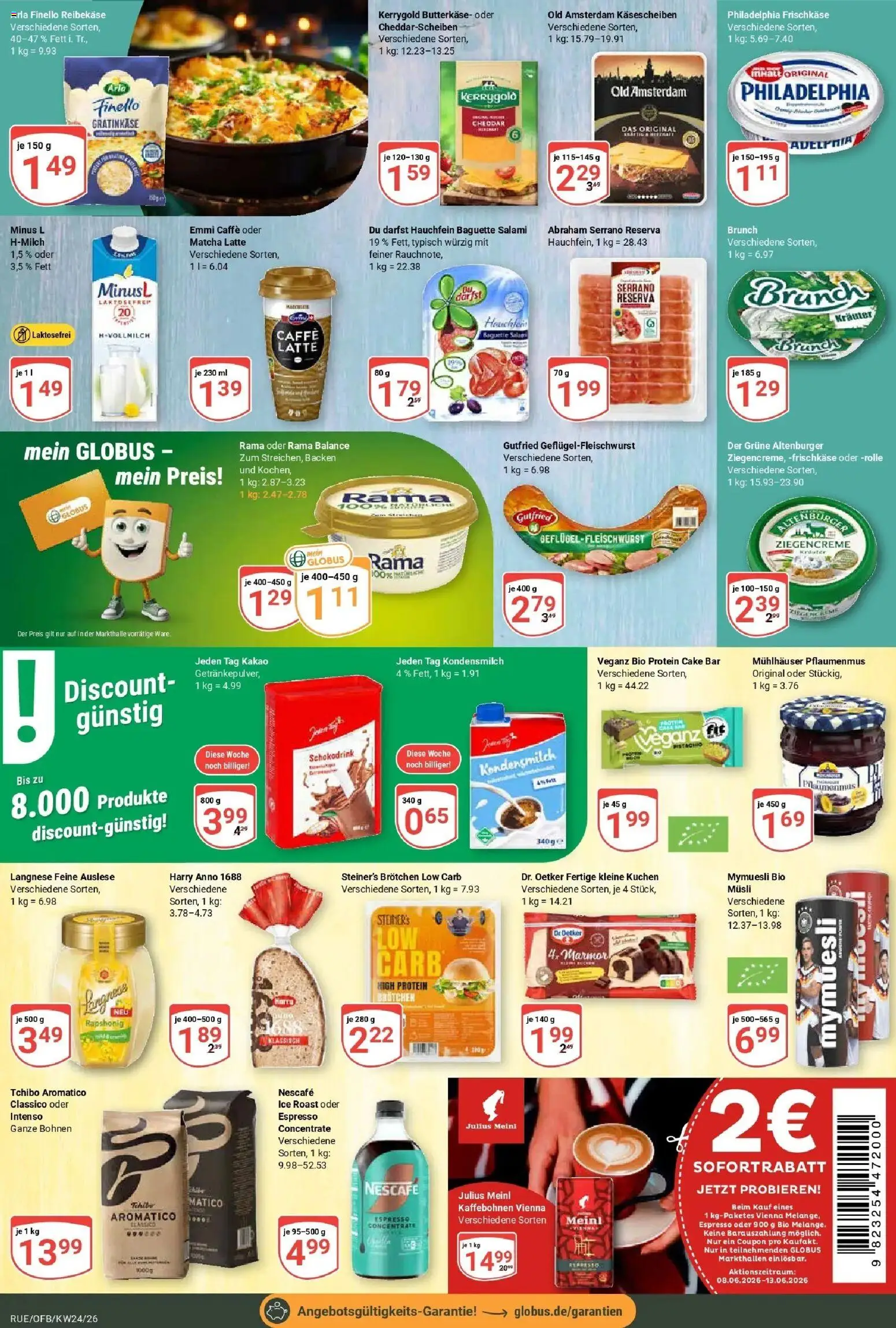 Globus Prospekt Rüsselsheim – gültig ab 08.06.2026 | Seite: 16 | Produkte: Musli, Langnese, Kuchen, Reibekase