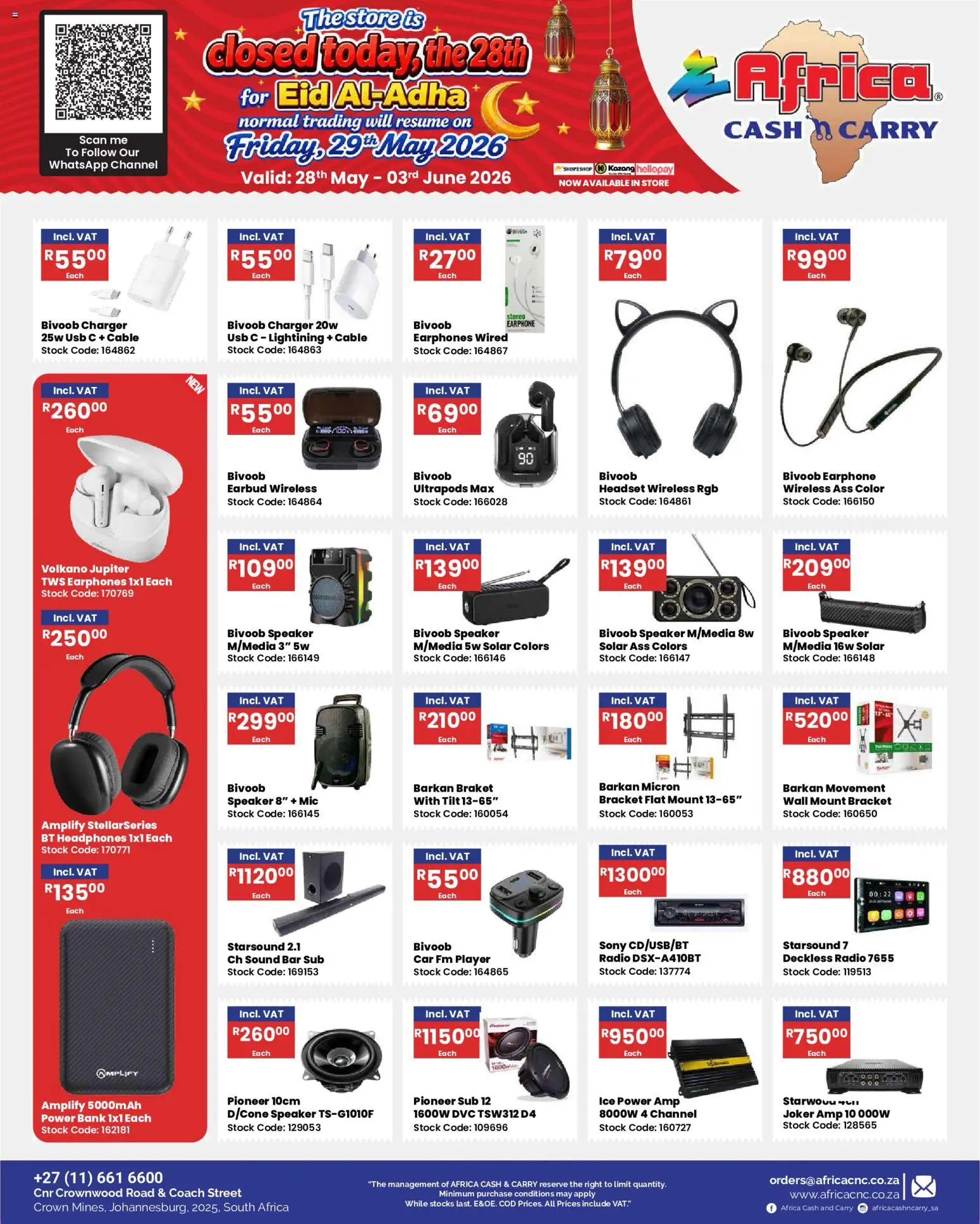 New Africa Cash & Carry catalogue – valid from 28.05.2026 | Page: 30 | Products: Radio, Player, Headphones, USB