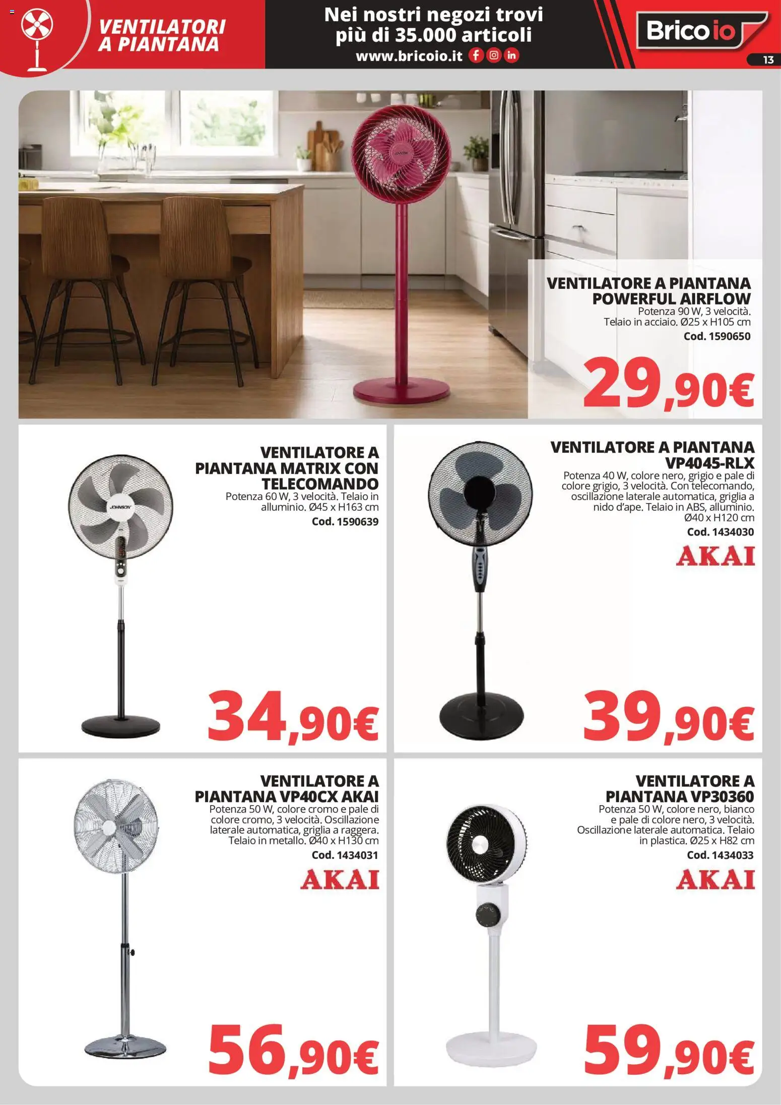 Volantino Brico io del 28.05.2026 | Pagina: 13 | Prodotti: Ventilatore, Telecomando, Griglia