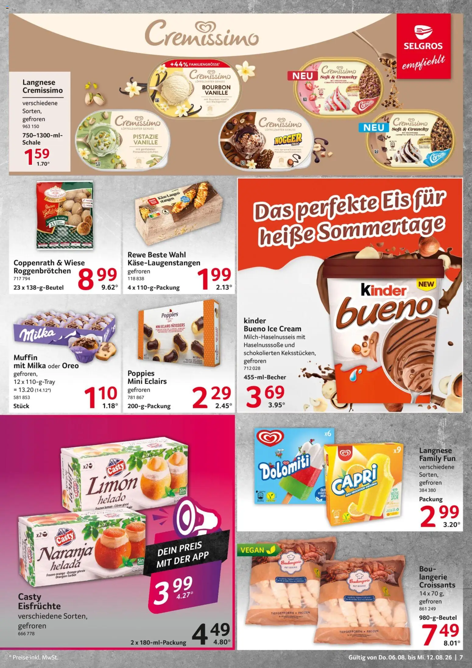 Selgros Prospekt – gültig ab 06.08.2026 | Seite: 7 | Produkte: Langnese, Langnese cremissimo, Milka, Bourbon