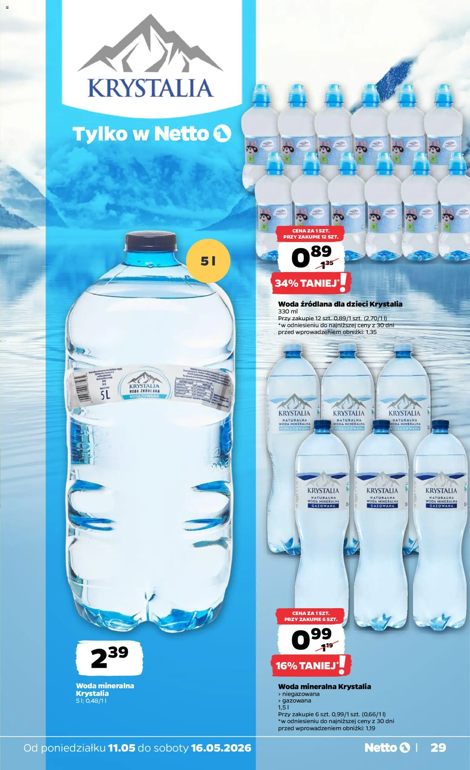 Netto gazetka od poniedziałku spożywcza od 11.05.2026 | Strona: 29 | Produkty: Woda źródlana, Woda