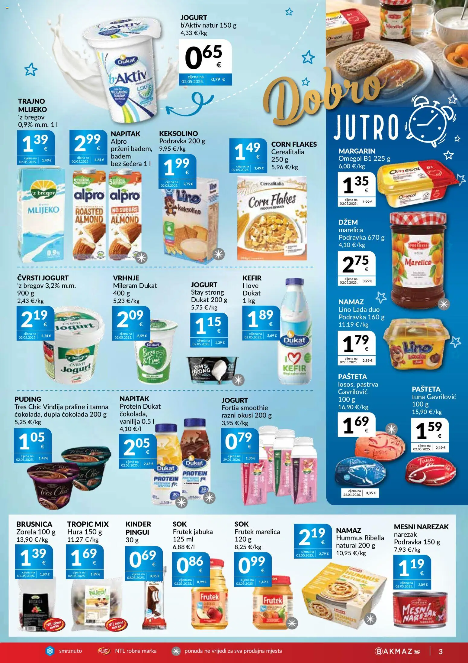 Bakmaz katalog | vrijedi od 03.06.2026 | Stranica: 3 | Proizvodi: Vindija, Čokolada, Margarin, Mileram