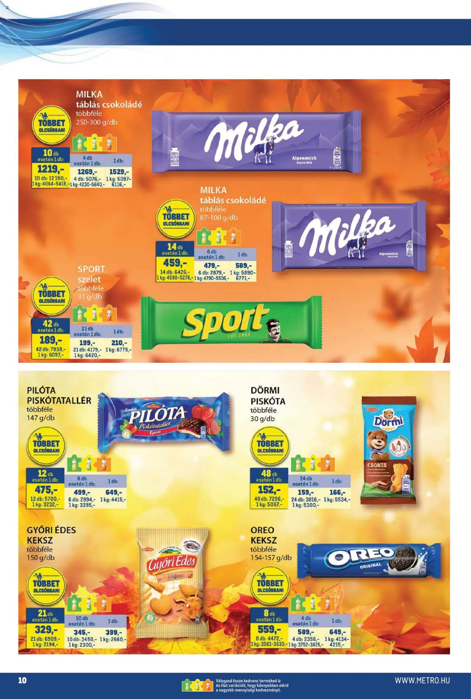 Metro akciós ujság - amely érvényes a következő dátumtól: 2026.10.16. | Oldal: 10 | Termékek: Piskóta, Oreo, Csokoládé, Keksz
