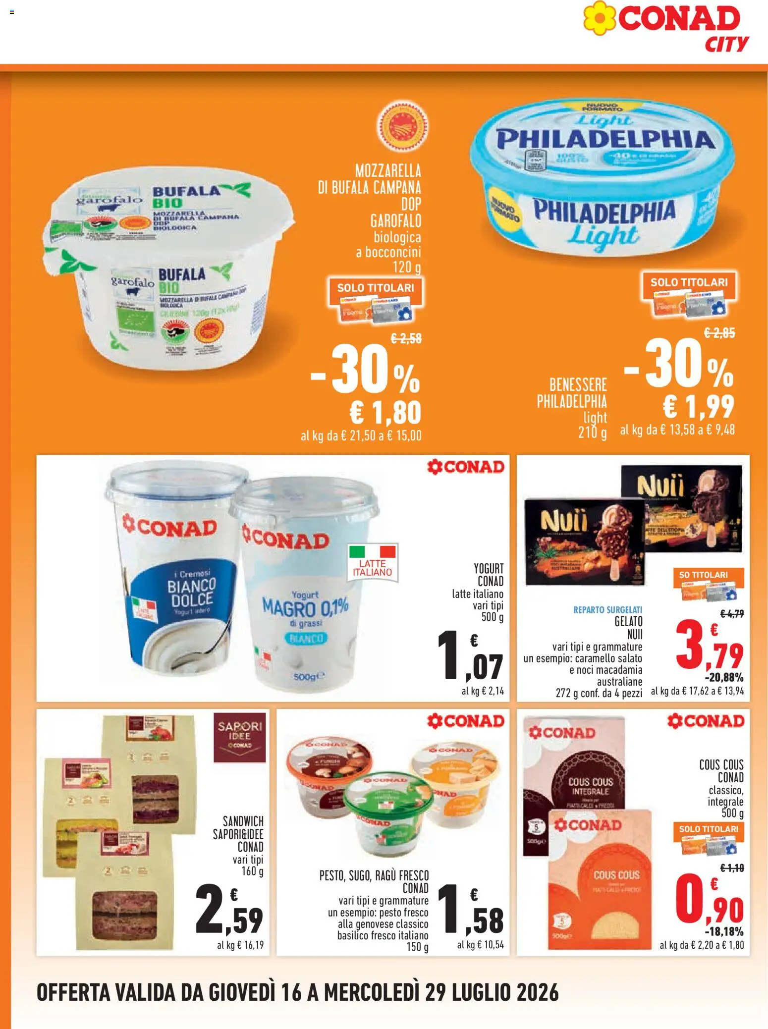 Volantino Conad del 16/07/2026 | Pagina: 10 | Prodotti: Yogurt, Noci, Pesto, Cous cous