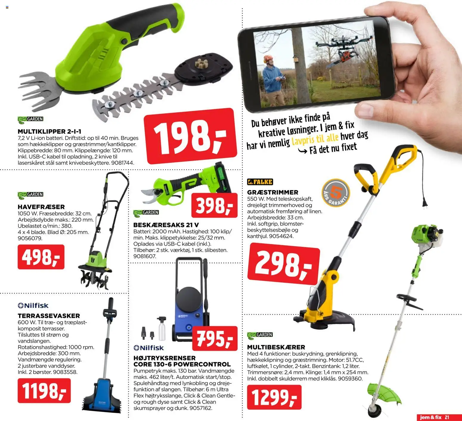 Jem & fix tilbudsavis – gyldig fra 03.05.2026 | Side: 21 | Produkter: Søm, Havefræser, Kabel, Batteri