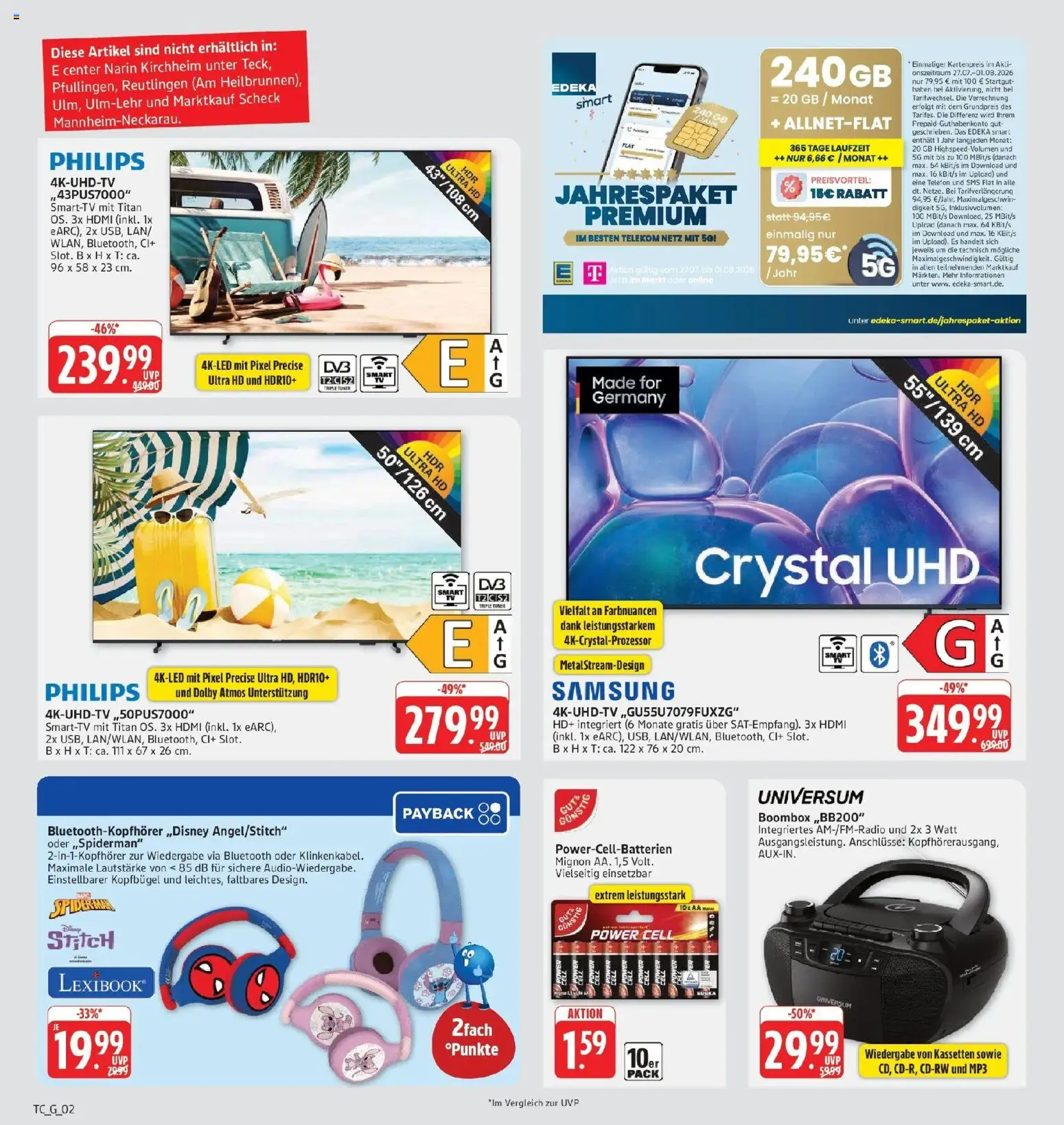 Edeka Prospekt Eislingen – gültig ab 27.07.2026 | Seite: 30 | Produkte: Philips, Samsung, Telefon, MP3