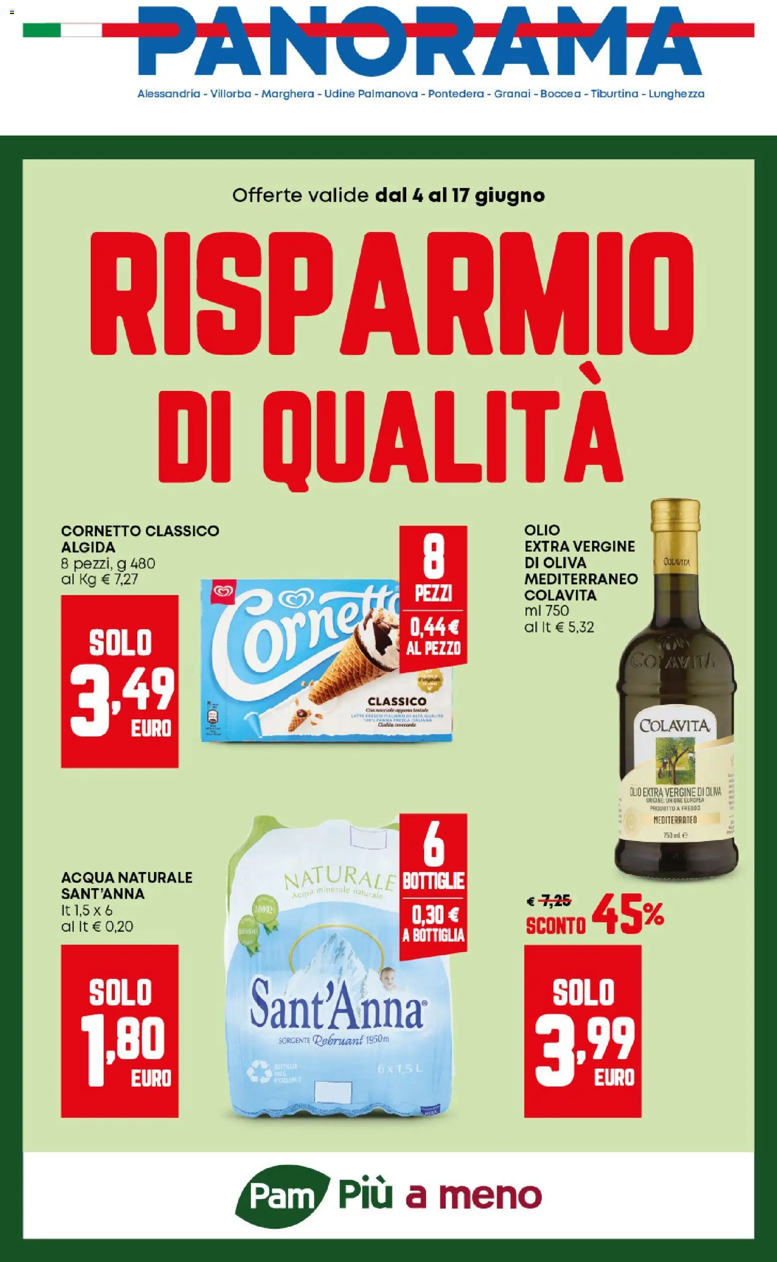Volantino Panorama del 04.06.2026 | Pagina: 1 | Prodotti: Olio, Acqua naturale, Olio extra vergine, Acqua minerale