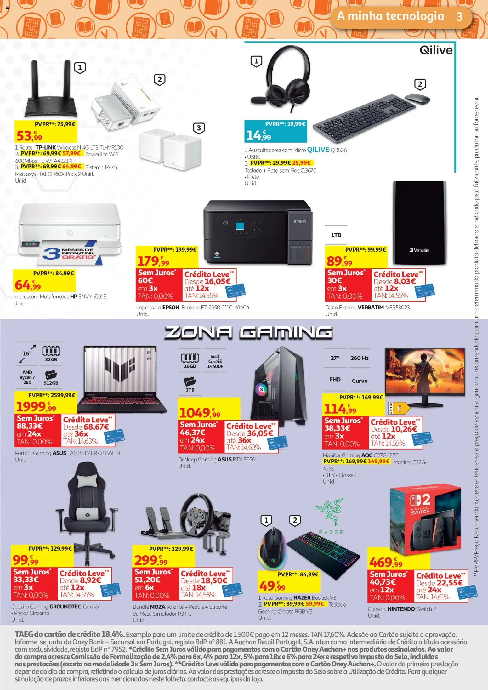 Auchan - Tecno Escolar │ válido de 04/09/2026 | Página: 3 | Produtos: PC, Impressora, Teclado, Mesa