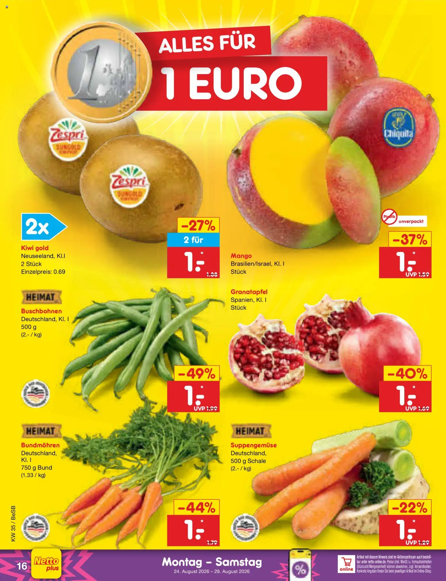 Netto Marken-Discount Prospekt – gültig ab 24.08.2026 | Seite: 26 | Produkte: Granatapfel, Mango, Kiwi