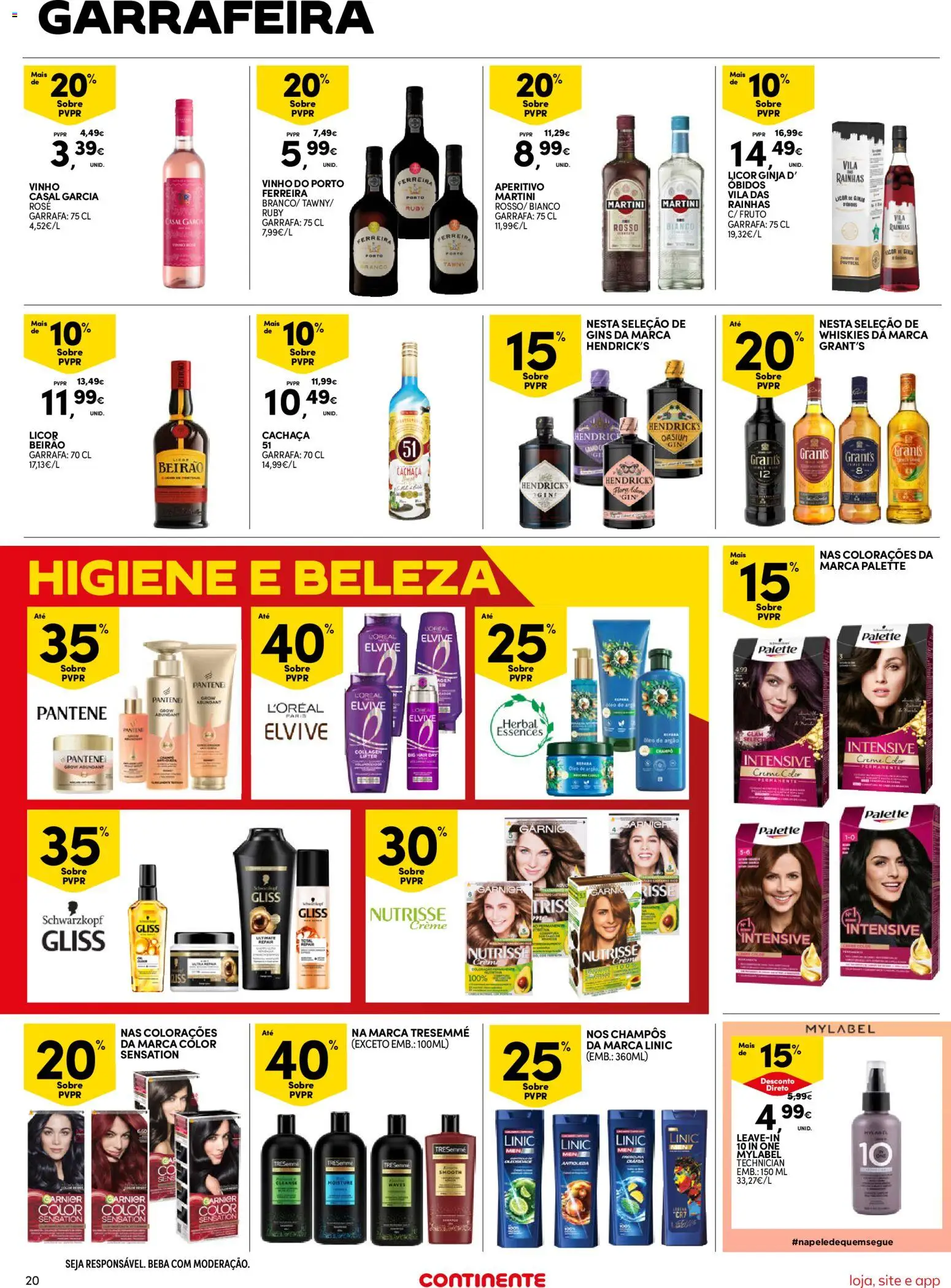 Continente Semanal Continente Bom Dia │ válido de 16.06.2026 | Página: 20 | Produtos: Cachaça, Licor, Vinho, Creme