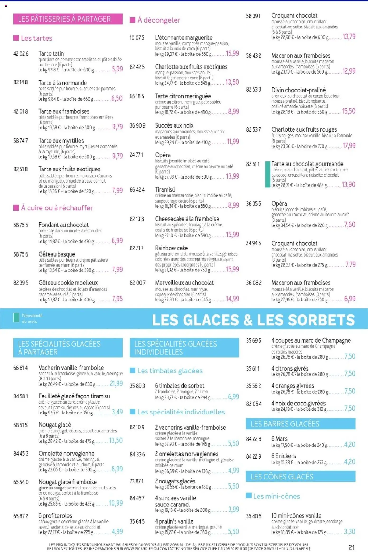 {H1} | Page: 21 | Produits: Cheesecake, Rocher coco, Citron, Cake