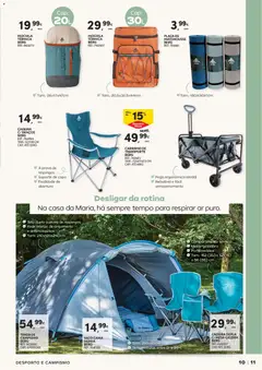 Pré-visualização Continente - Férias de Verão  Abre espaço para a distração válido de 23/06/2026 | Página: 11 | Produtos: Mochila, Tenda, Cama, Cadeira