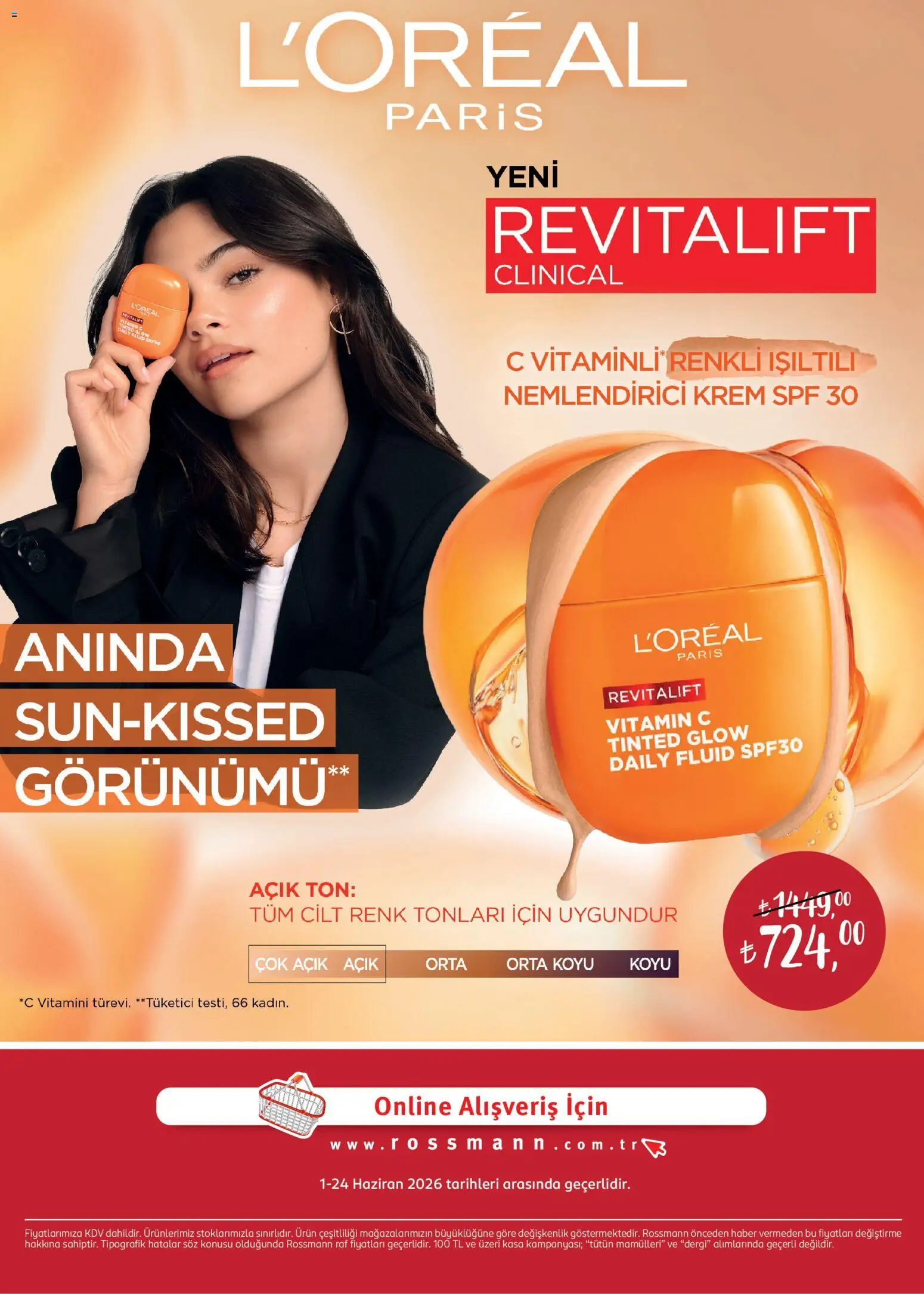 Rossmann aktüel ürünler kataloğu yayımlandı! Bu hafta 01 - 24 Haziran 2026 günü Rossmann indirimli ürünleri