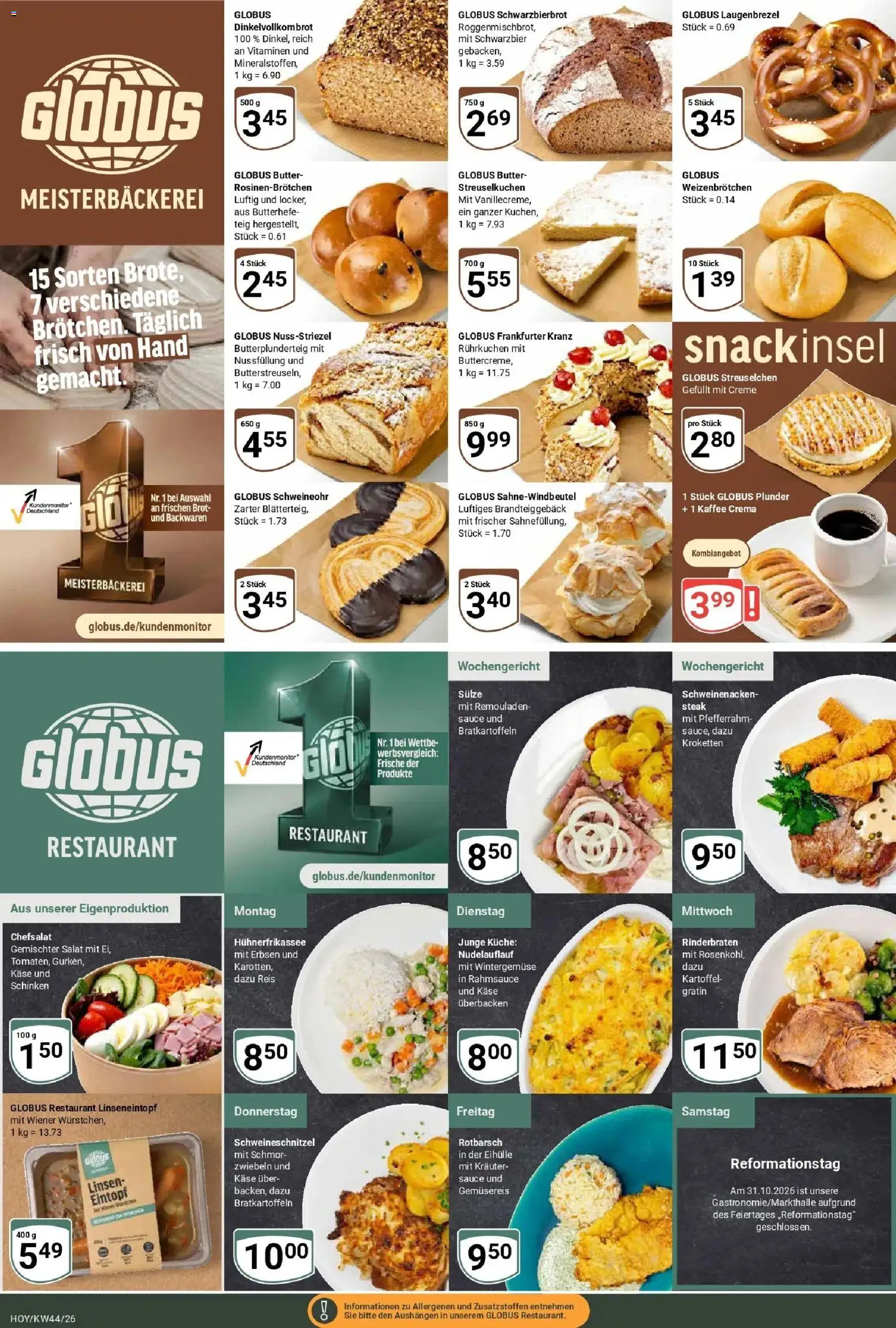 Globus Prospekt Hoyerswerda (ab 26.10.2026) » Angebote online | Seite: 5 | Produkte: Rinderbraten, Creme, Schinken, Salat