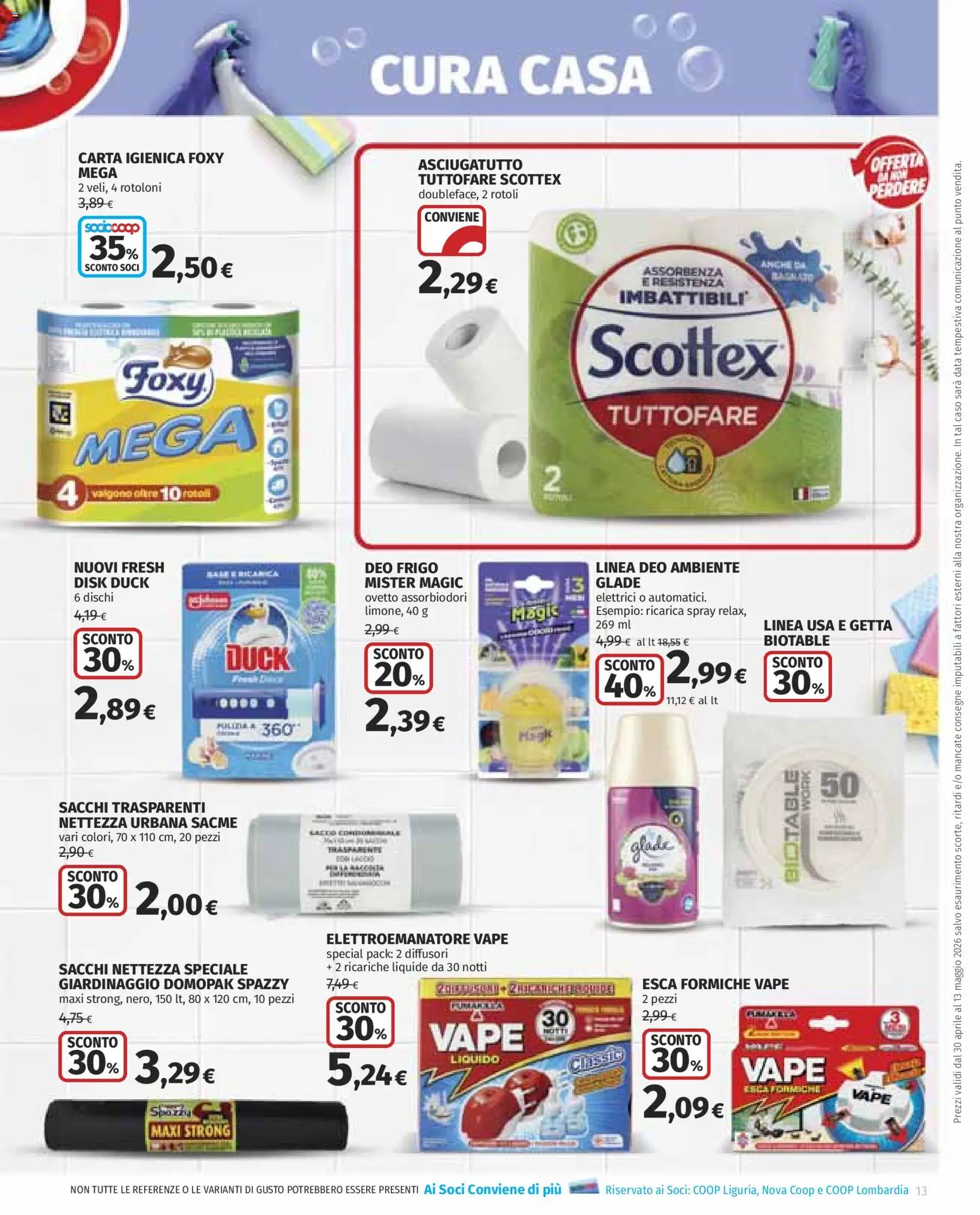 Volantino COOP del 30.04.2026 | Pagina: 13 | Prodotti: Carta igienica, Data, Asciugatutto