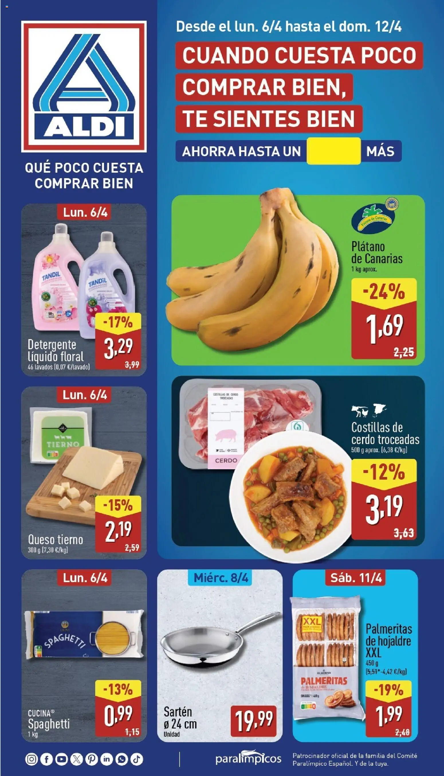 Aldi folleto Península │ válido desde el 06.04.2026 | Página: 1 | Productos: Pan, Cerdo, Té, Detergente líquido