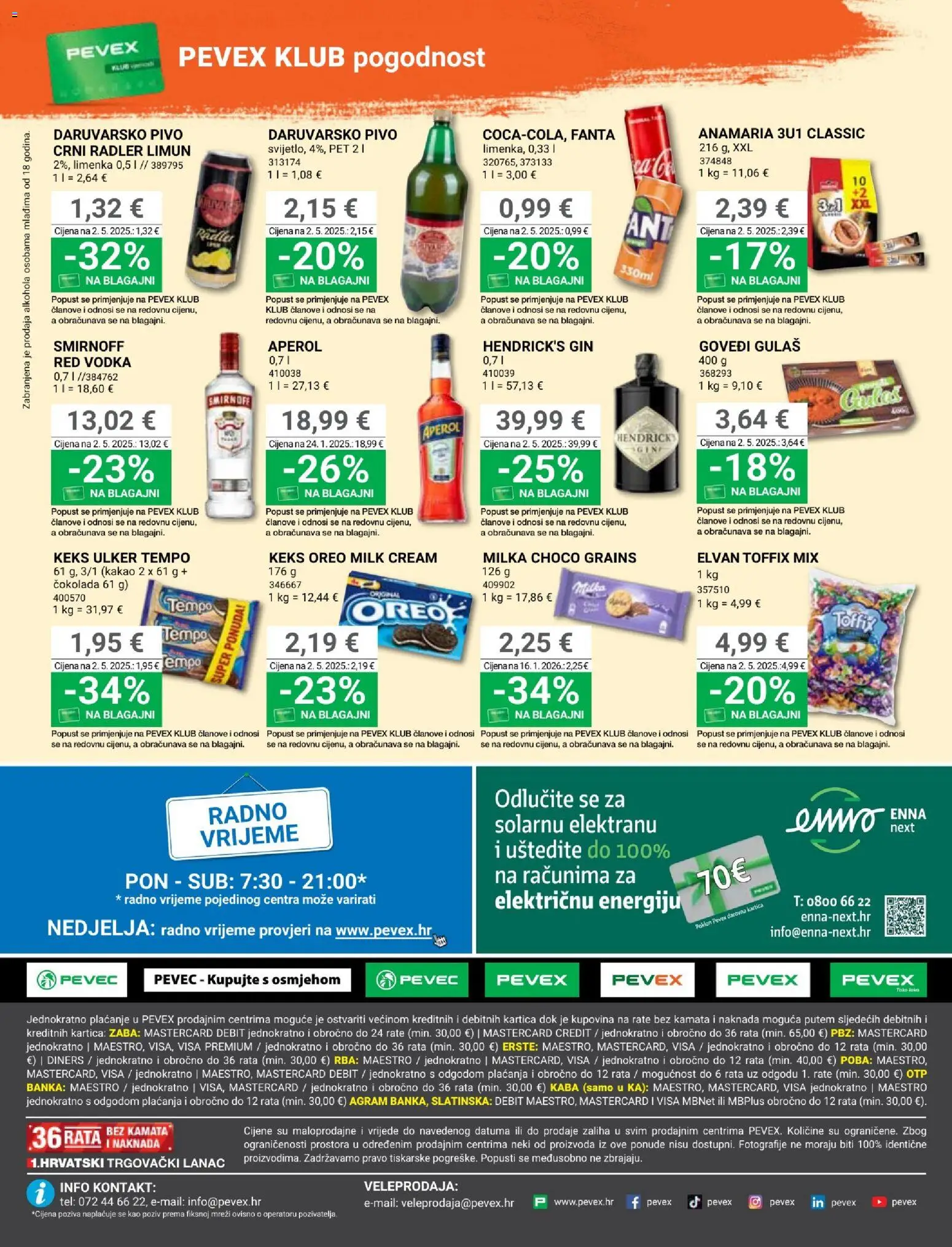 Pevex katalog | vrijedi od 03.04.2026 | Stranica: 40 | Proizvodi: Keks, Aperol, Limun, Vodka