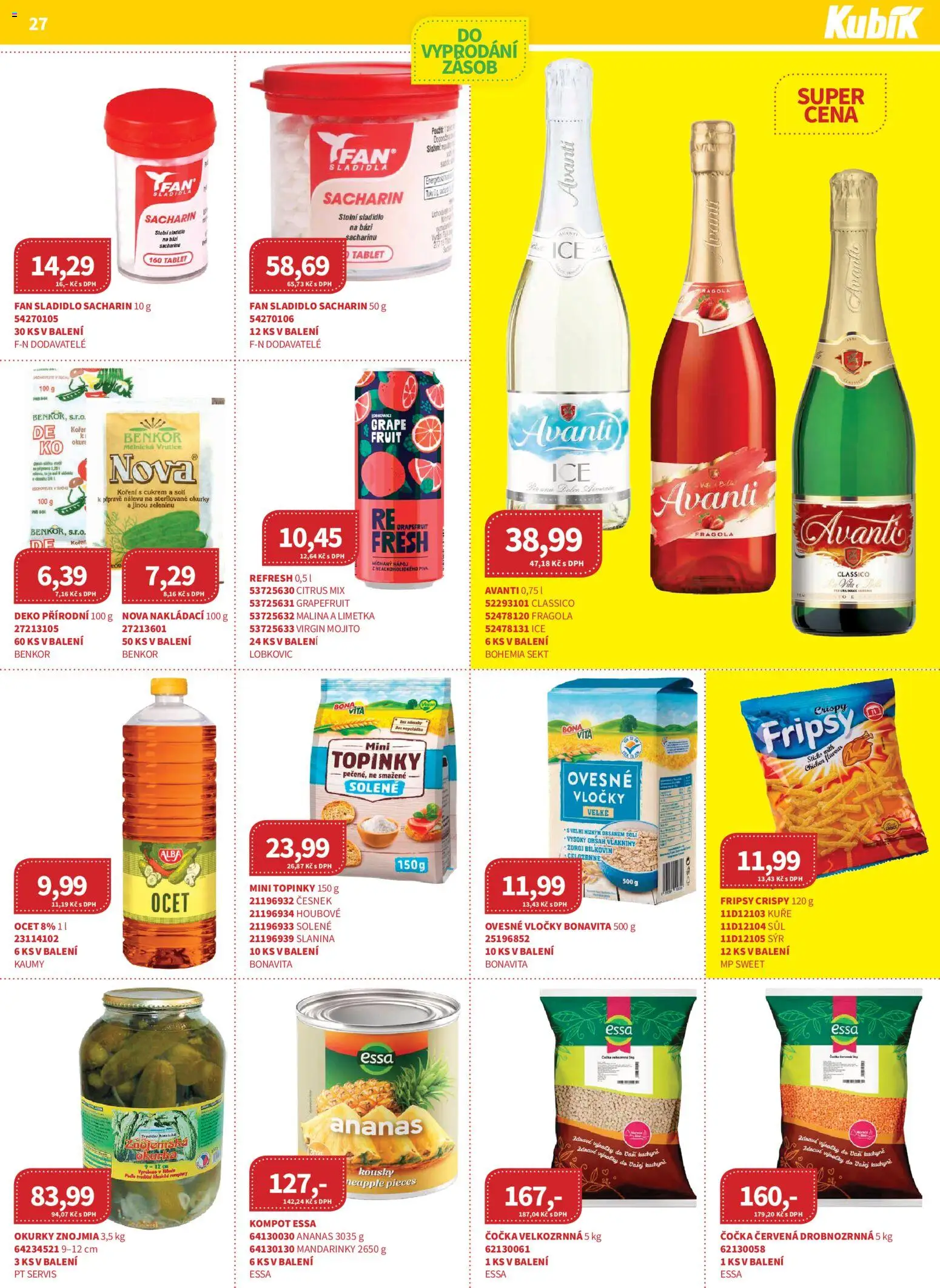 Kubík leták - Velkoobchod 08/2026 od 01.08.2026 | Strana: 27 | Produkty: Sýr, Ananas, Okurky Znojmia, Sladidlo