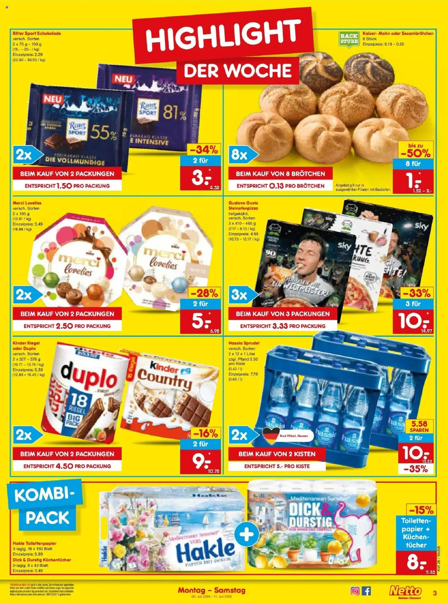 Netto Marken-Discount - Netto: Wochenangebote – gültig ab 05.07.2026 | Seite: 3 | Produkte: Merci, Schokolade, Ritter sport, Kuchen