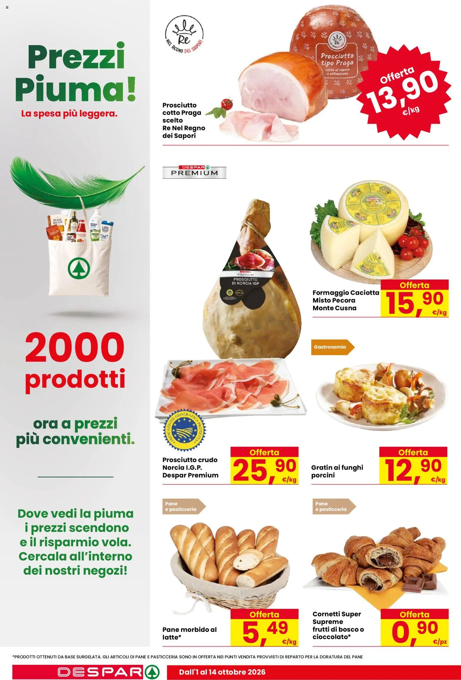 Volantino Despar del 01/10/2026 | Pagina: 10 | Prodotti: Frutti di bosco, Prosciutto Cotto, Pane, Prosciutto