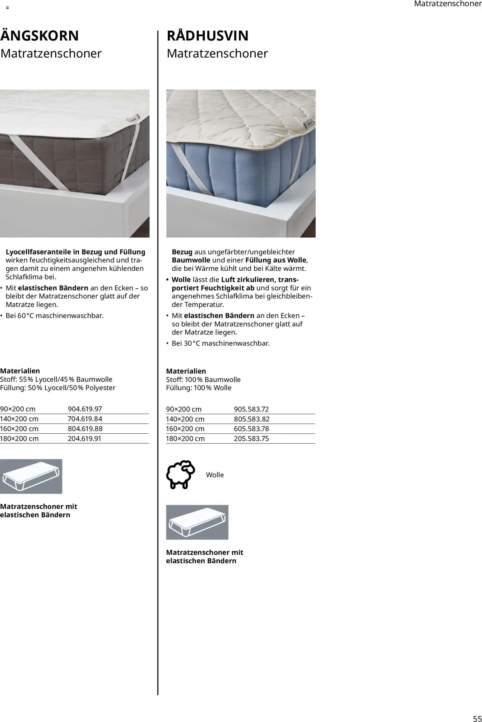 Ikea Prospekt Schlafkomfort – gültig ab 16.09.2026 | Seite: 55 | Produkte: Matratze, Matratzenschoner