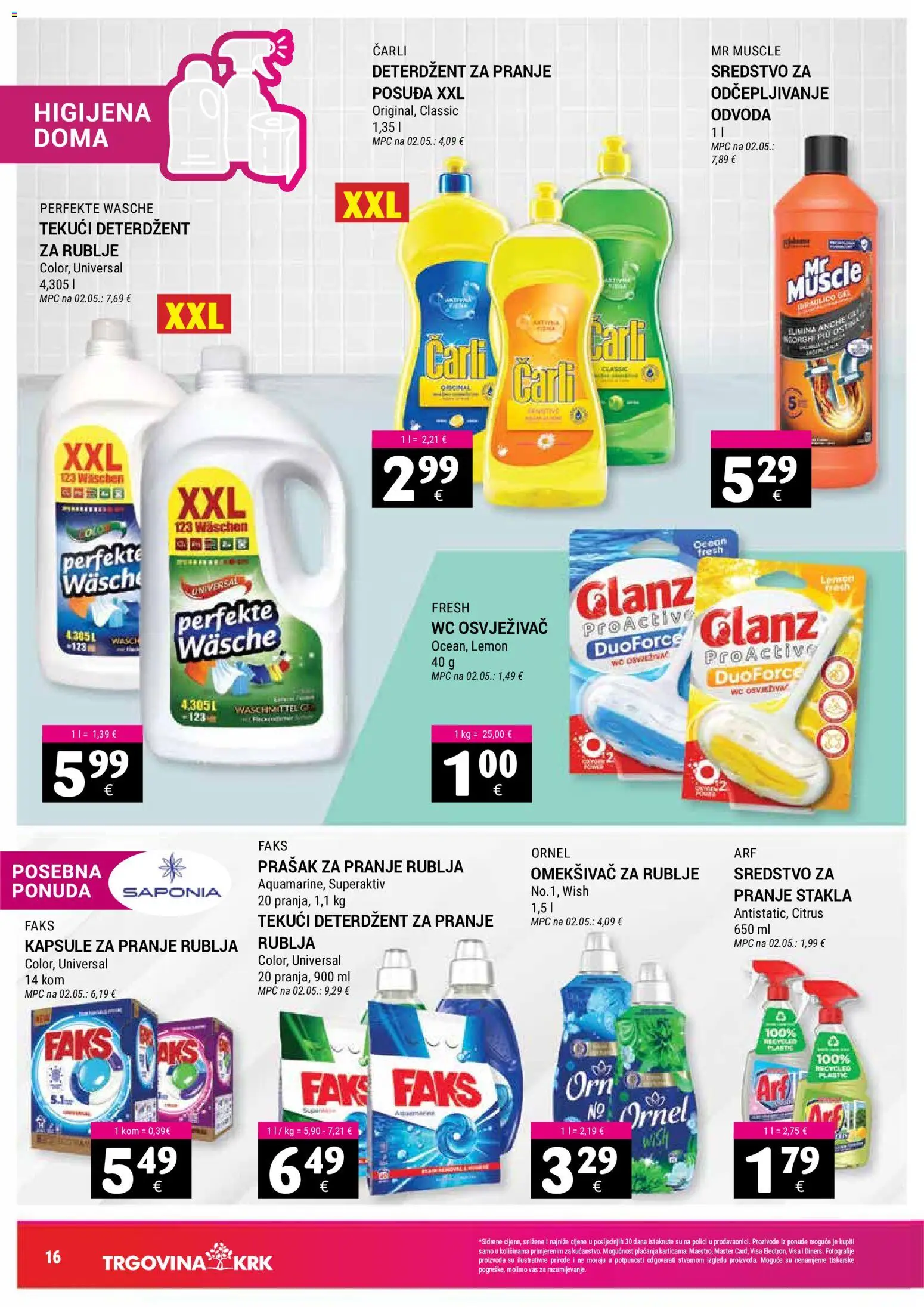 Trgovina Krk katalog | vrijedi od 16.07.2026 | Stranica: 16 | Proizvodi: Faks, Prašak za pranje, Deterdžent, Kapsule za pranje rublja