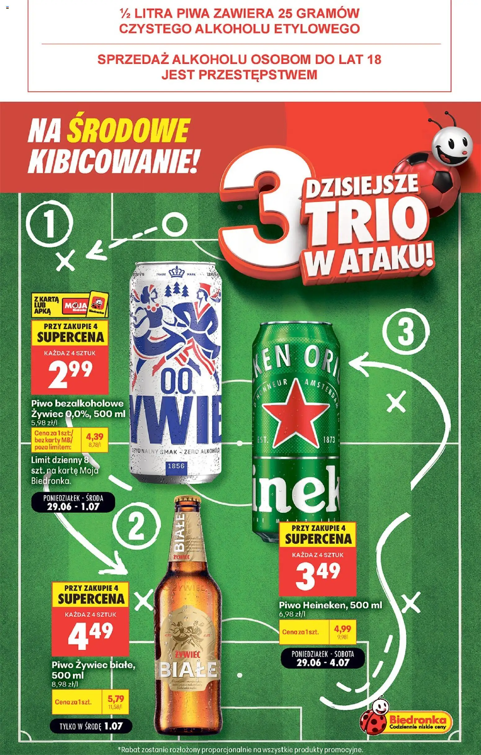Biedronka gazetka - Football od 01.07.2026 | Strona: 3 | Produkty: Karta, Piwo, Heineken