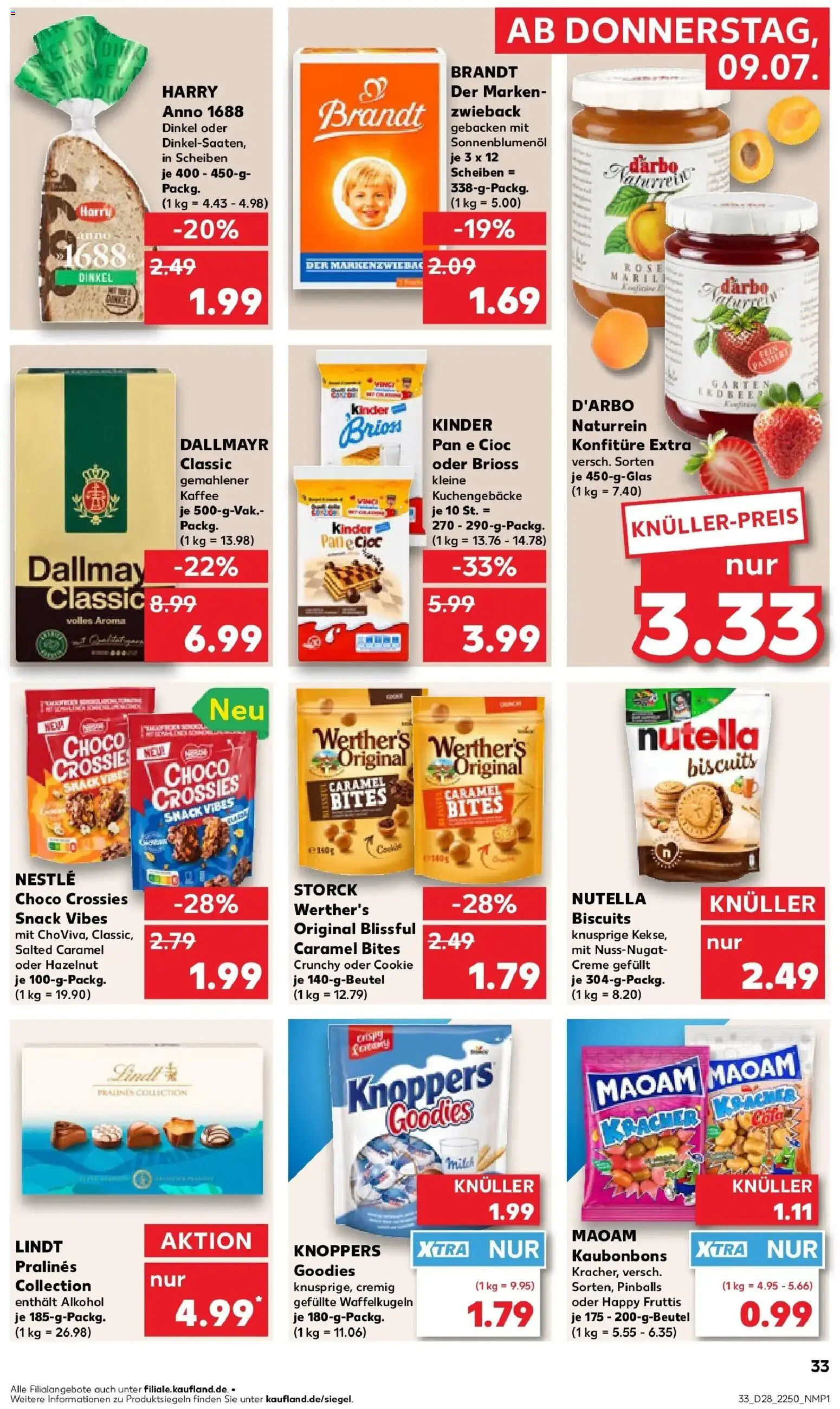 Kaufland Prospekt Pfullingen – gültig ab 09.07.2026 | Seite: 33 | Produkte: Cola, Sonnenblumenol, Nutella, Dallmayr