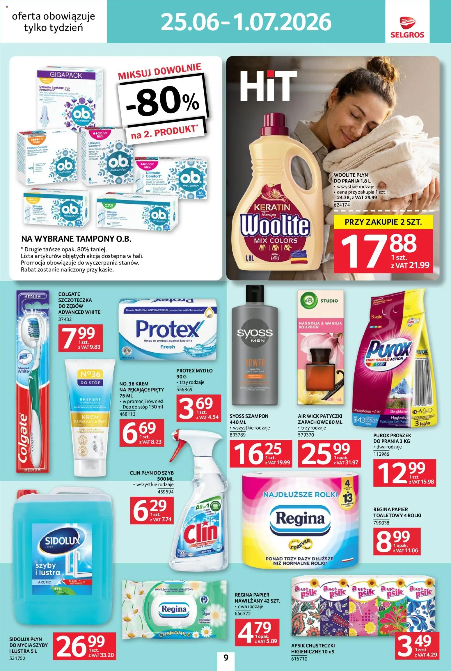 Selgros cash&carry gazetka - Jeszcze więcej super promocji od 25.06.2026 | Strona: 9 | Produkty: Bourbon, Tampony, Szampon, Krem