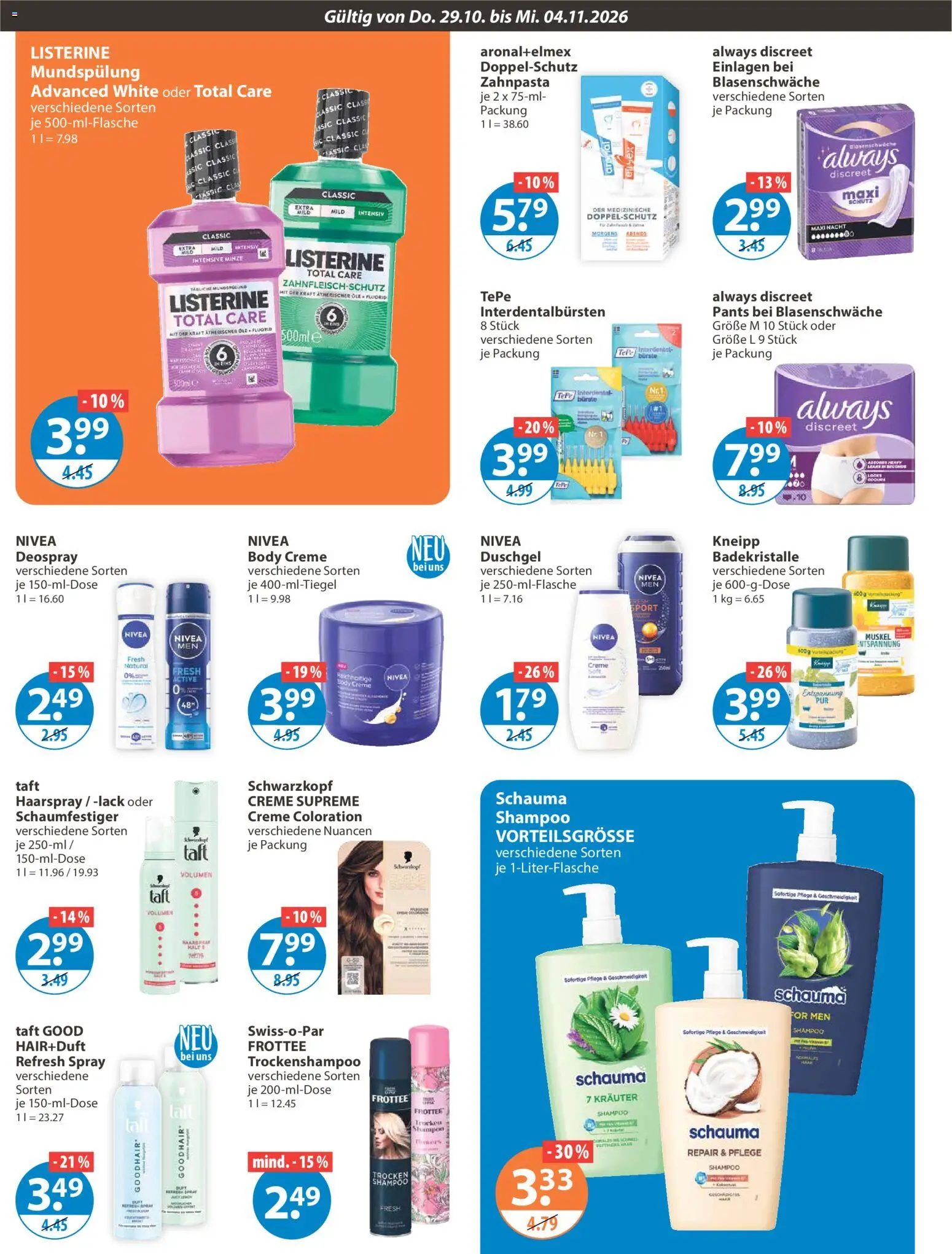 V-Markt Angebote – gültig ab 29.10.2026 | Seite: 10 | Produkte: Duft, Duschgel, Deospray, Listerine