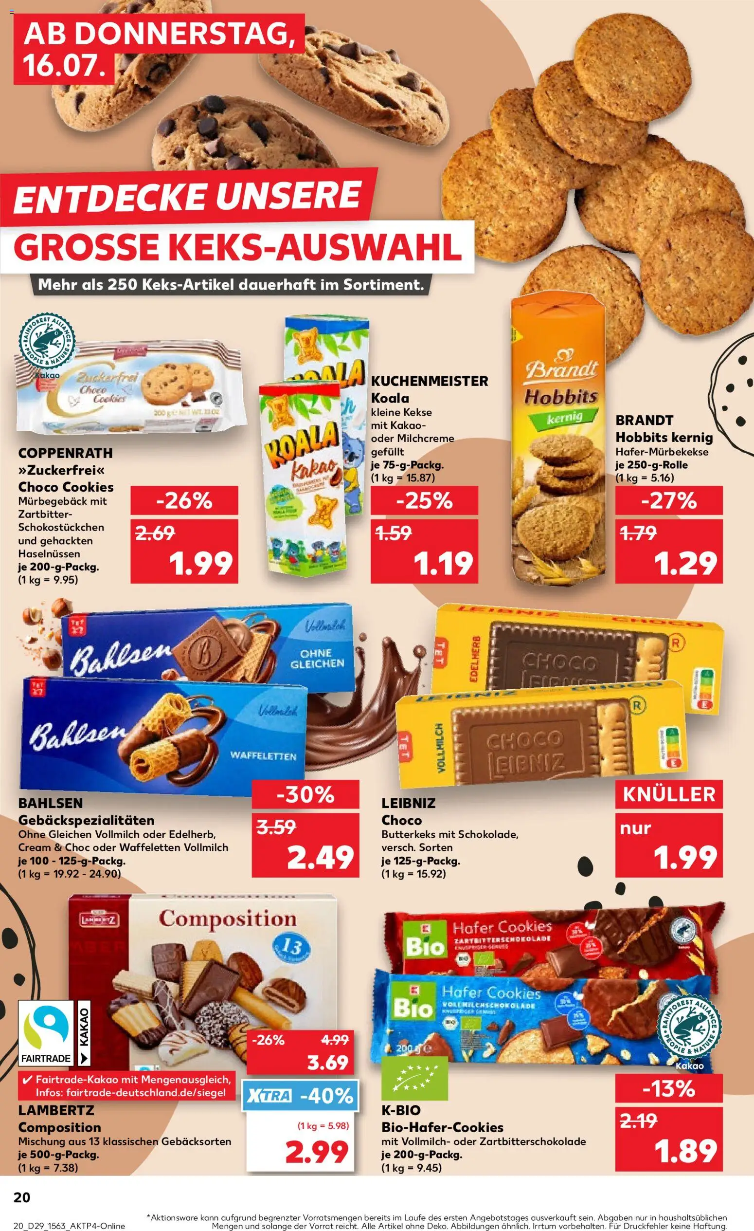 Kaufland Německo leták - Kiel od 16.07.2026 | Strana: 20 | Produkty: Cookies, Kakao
