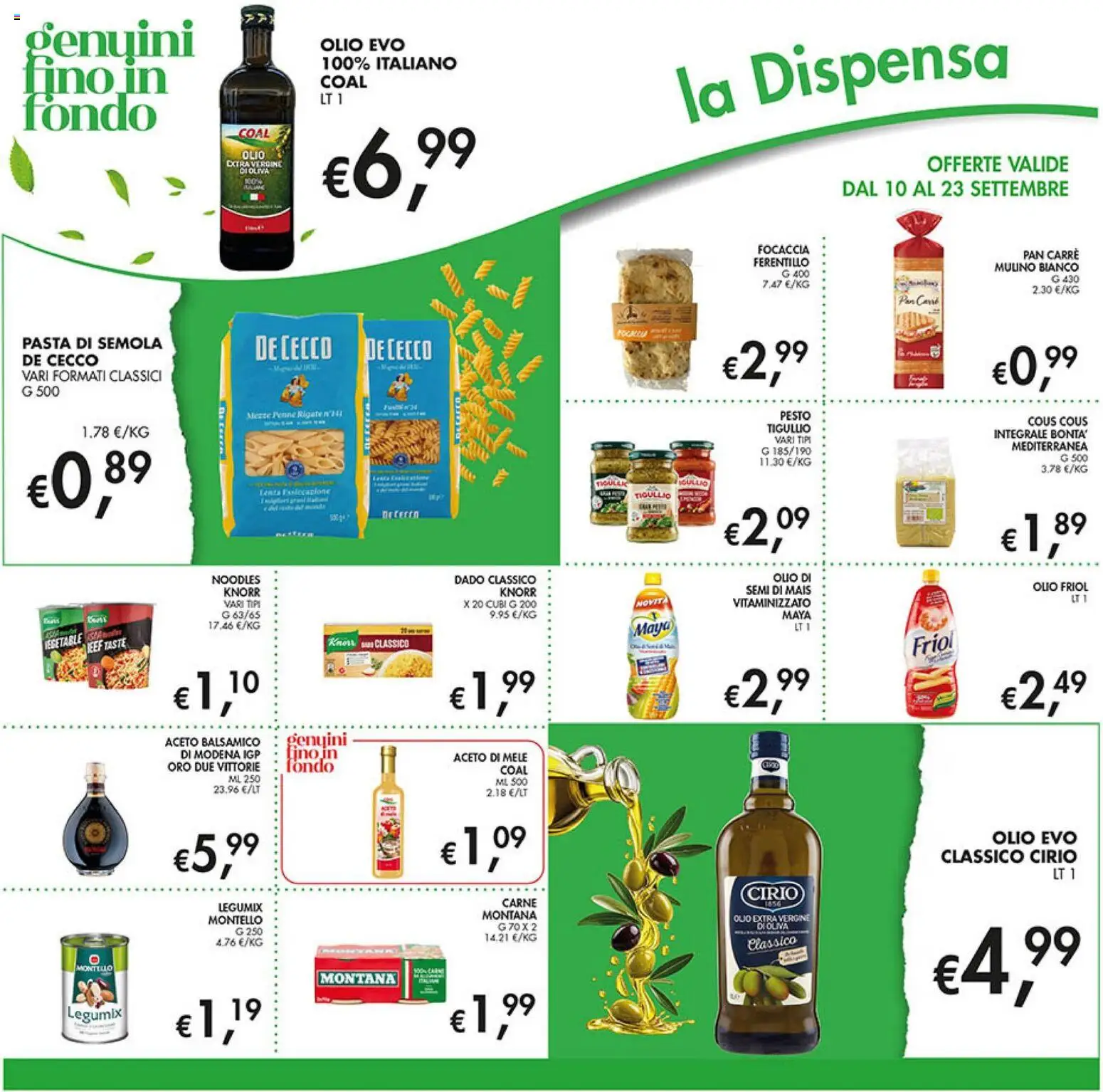 Volantino Coal del 10/09/2026 | Pagina: 20 | Prodotti: Olio, Pasta, Aceto, Carne