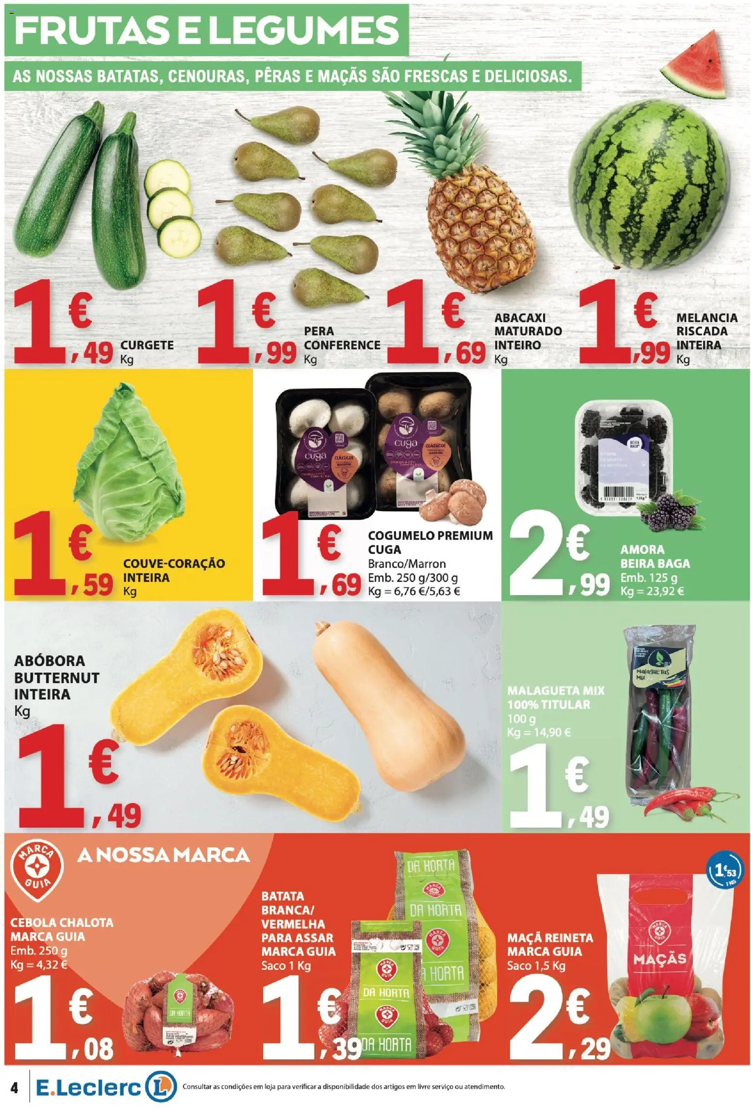 E.Leclerc folheto │ válido de 16.04.2026 | Página: 4 | Produtos: Batata, Curgete, Abóbora, Maçãs