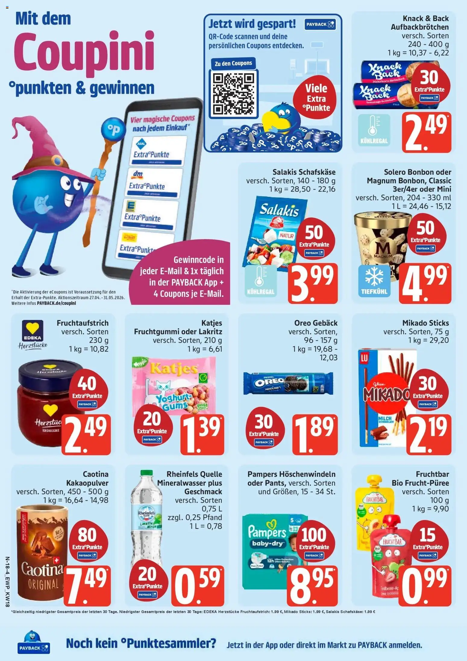 Edeka Prospekt Rostock – gültig ab 27.04.2026 | Seite: 18 | Produkte: Schokolade, Pampers, Limette, Rheinfels quelle