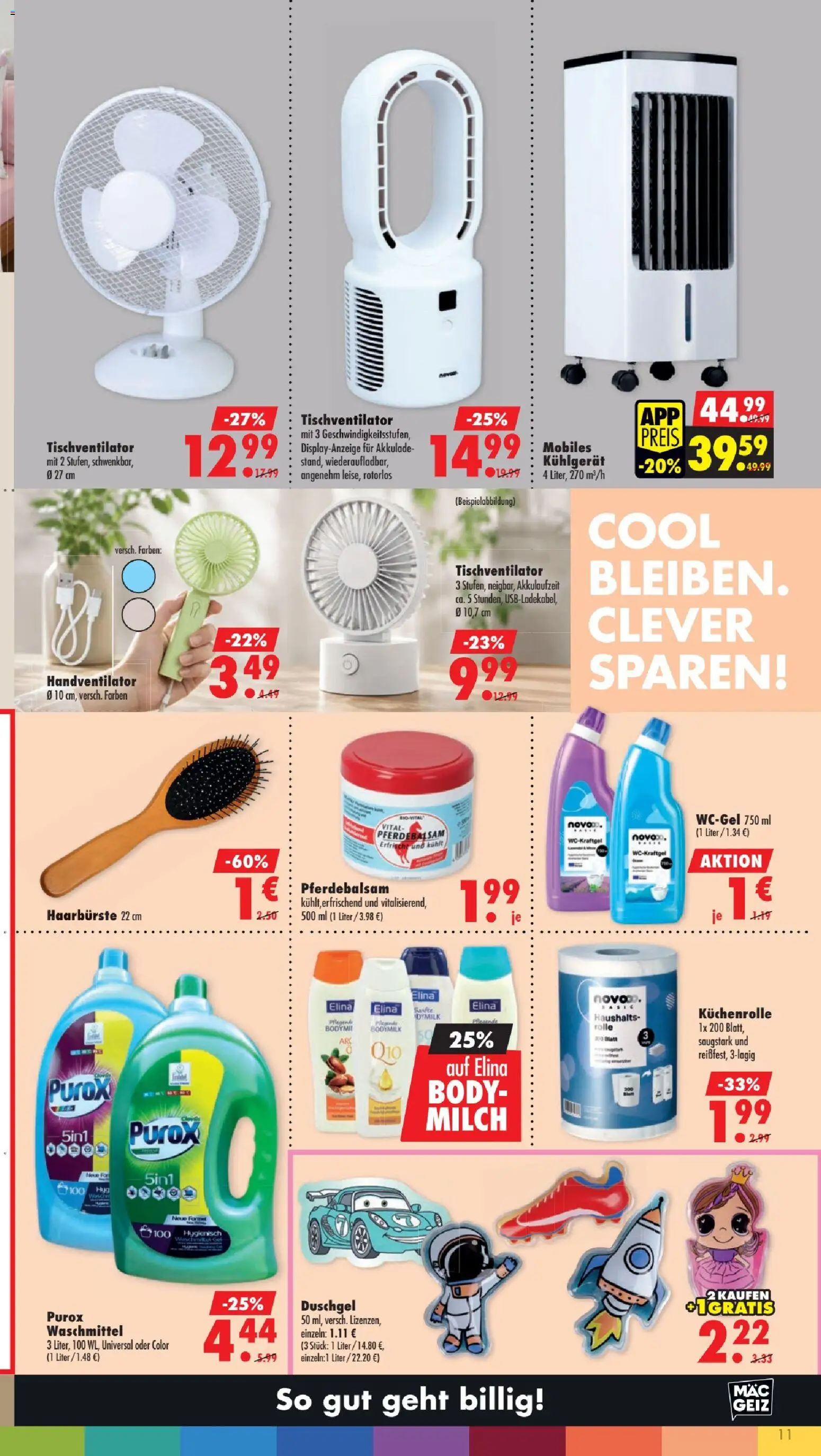 Mäc Geiz Prospekt – gültig ab 06.07.2026 | Seite: 11 | Produkte: Milch, Duschgel, Waschmittel, Küchenrolle