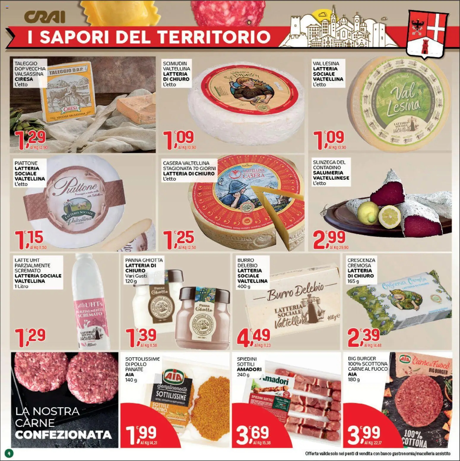 Volantino CRAI del 06/08/2026 | Pagina: 4 | Prodotti: Panna, Burro, Carne, Crescenza