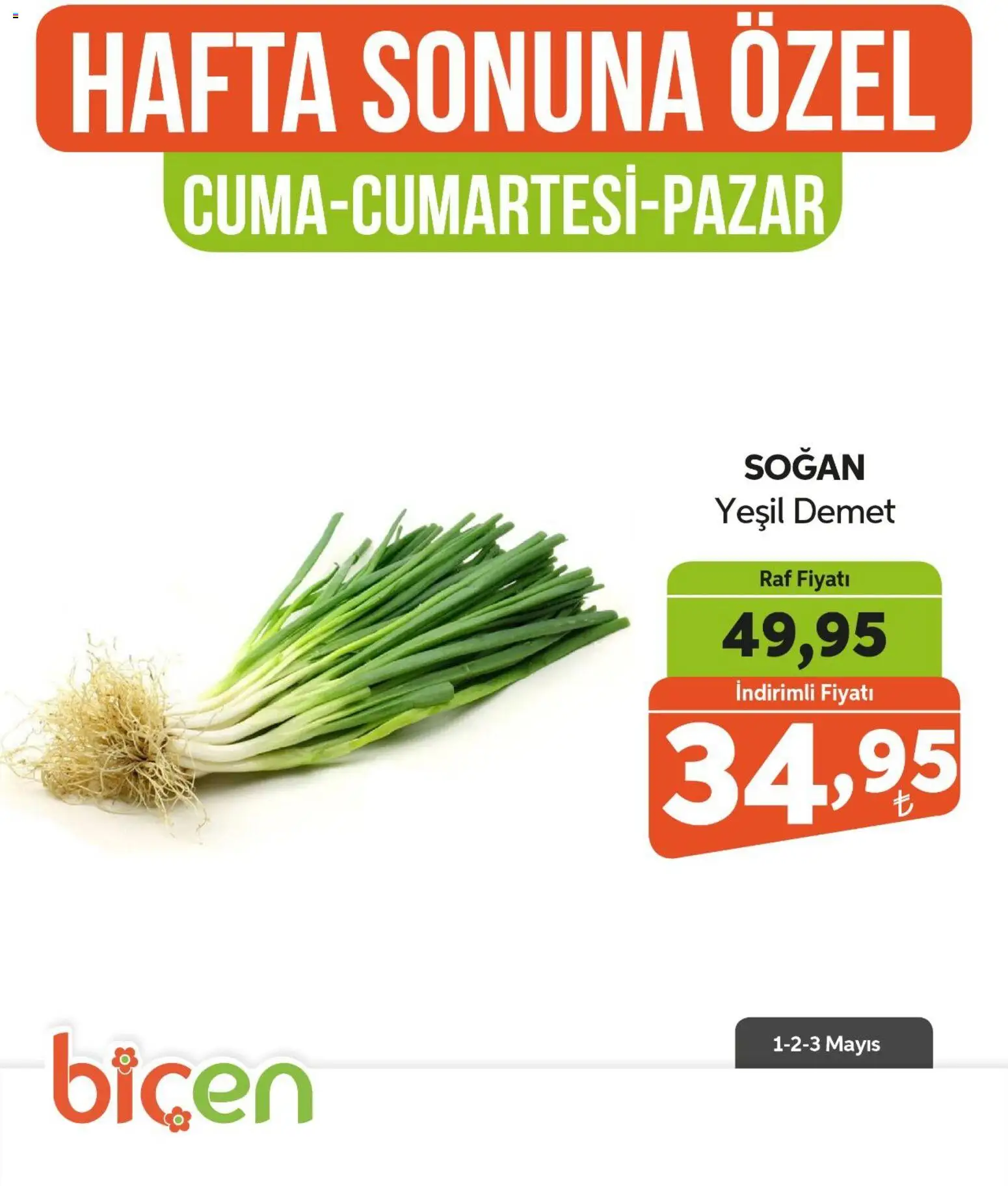 Biçen Market Hafta Sonuna Özel - Sebze İndirimi - 01.05.2026 tarihinden itibaren geçerlidir | Sayfa: 19 | Ürünler: Raf, Soğan